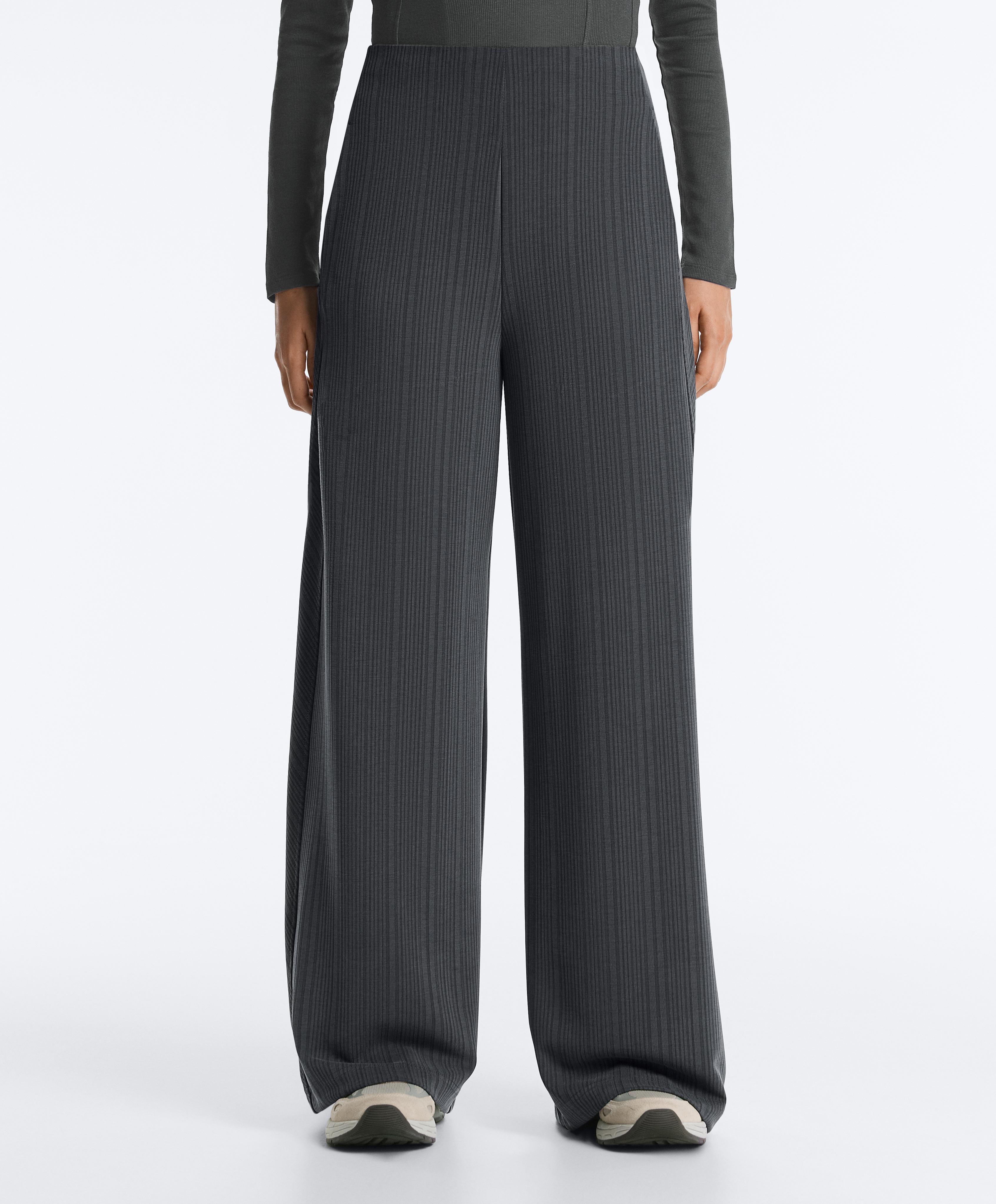 Asymmetric stripe trousers with modal — ASPHALT