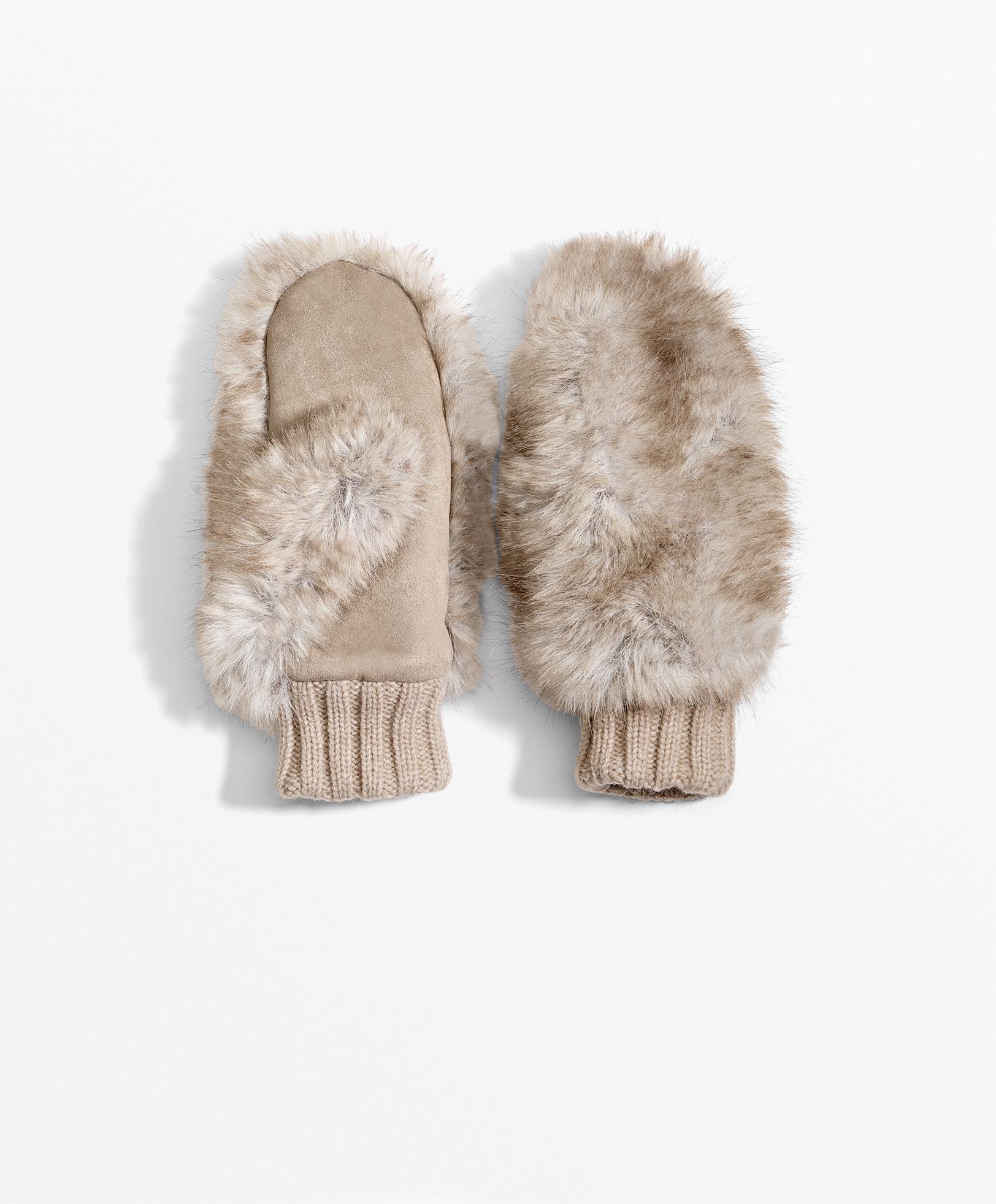 Faux-fur mittens - Sale