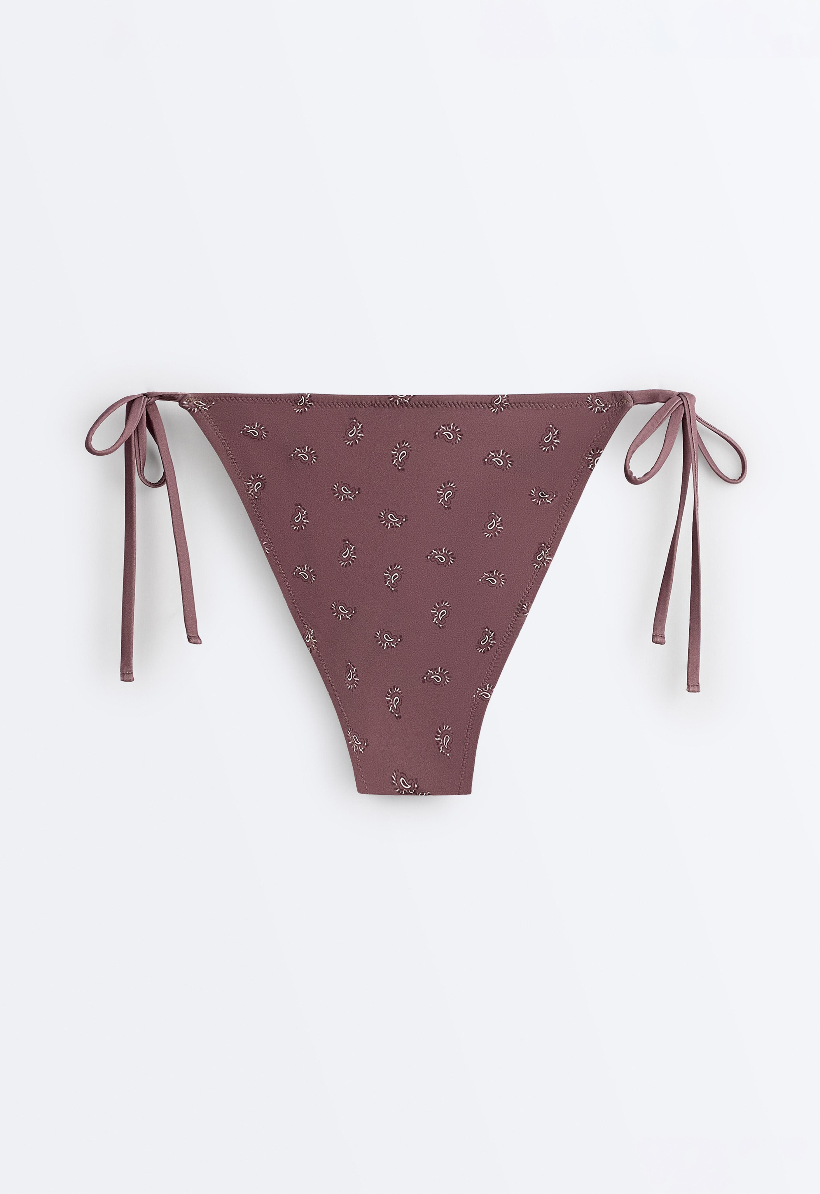 Medium-coverage bandana-print tie bikini briefs — DARK BROWN
