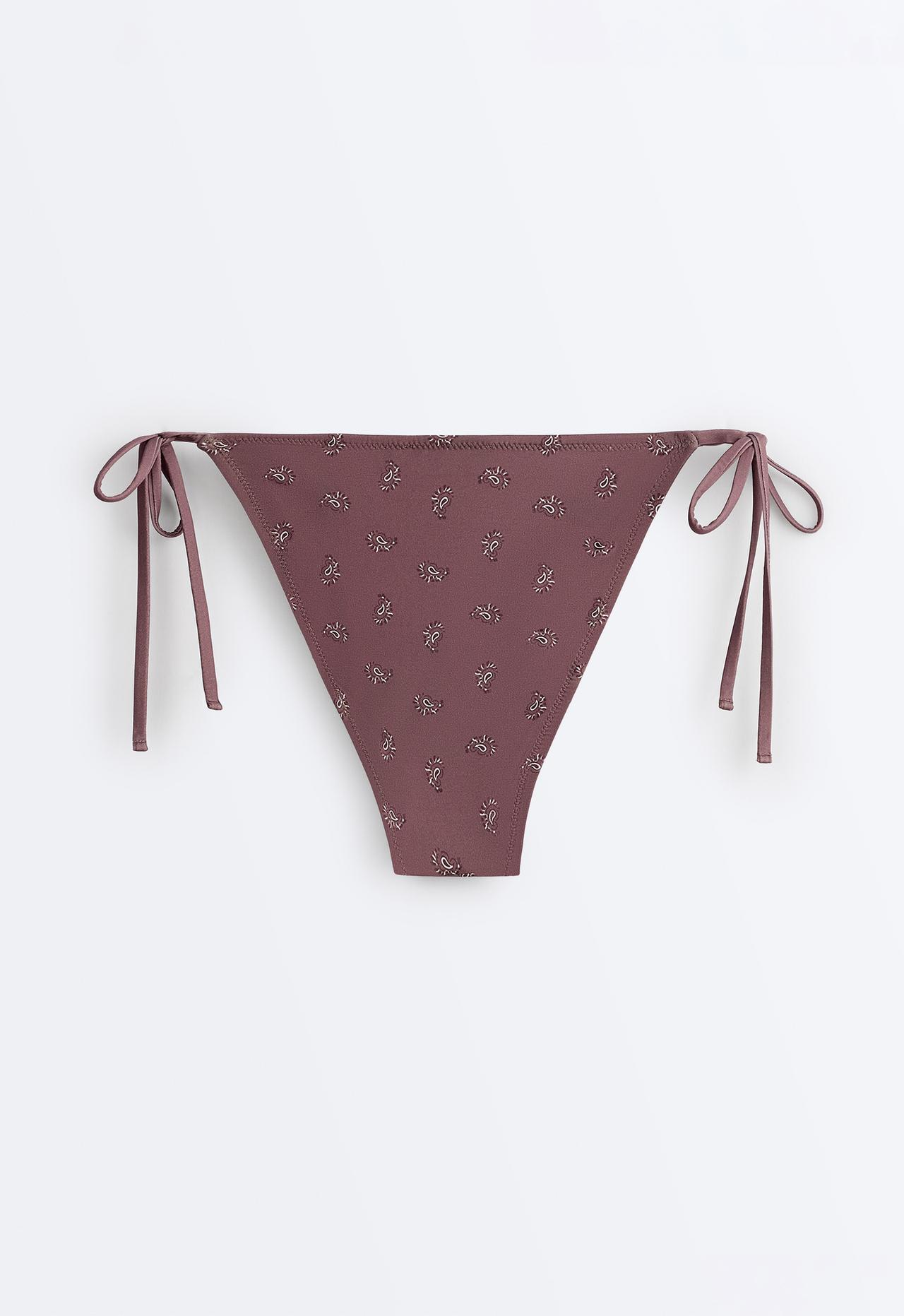 Medium-coverage bandana-print tie bikini briefs — DARK BROWN