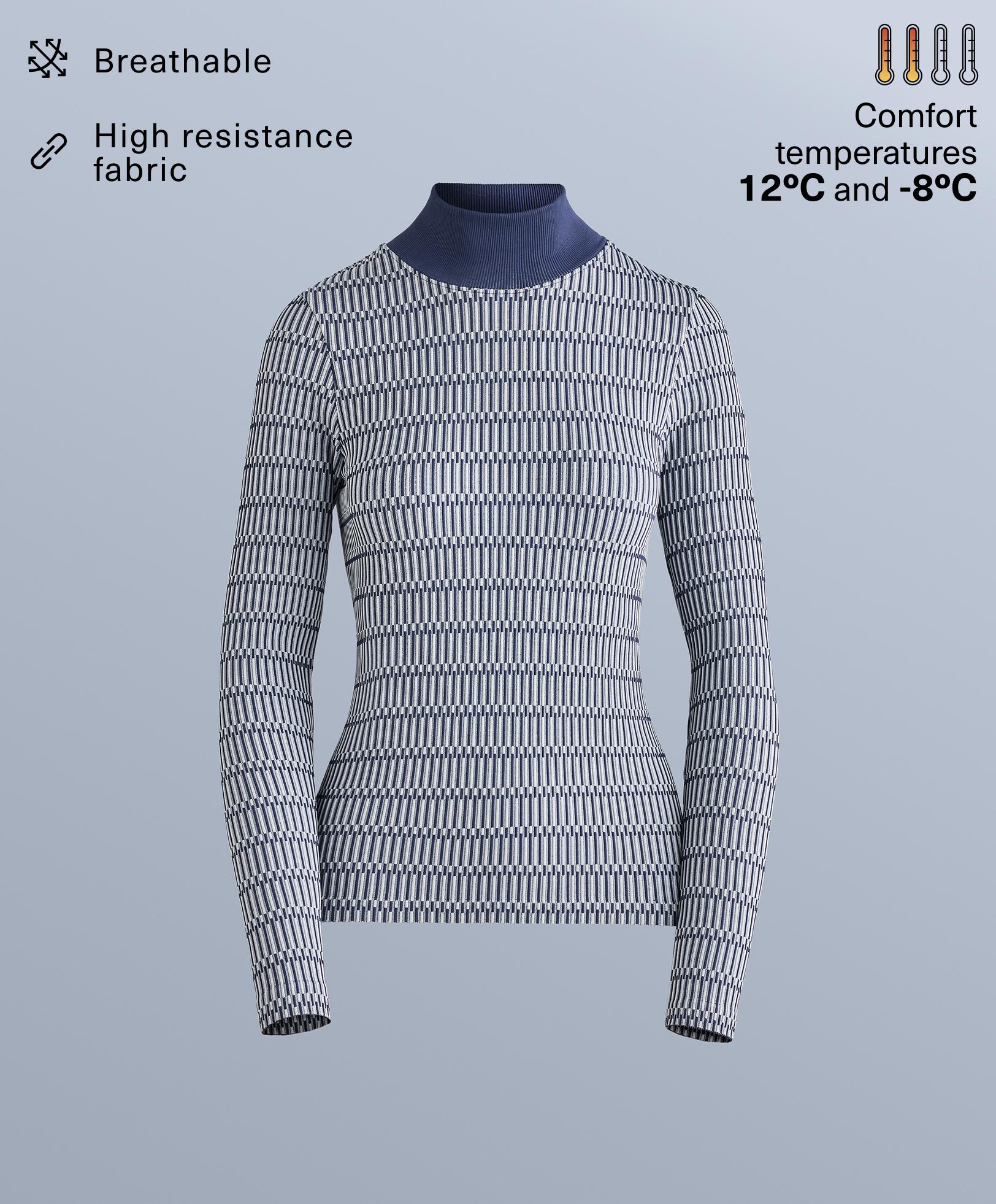 Geometric seamless thermal base layer T-shirt — NAVY BLUE
