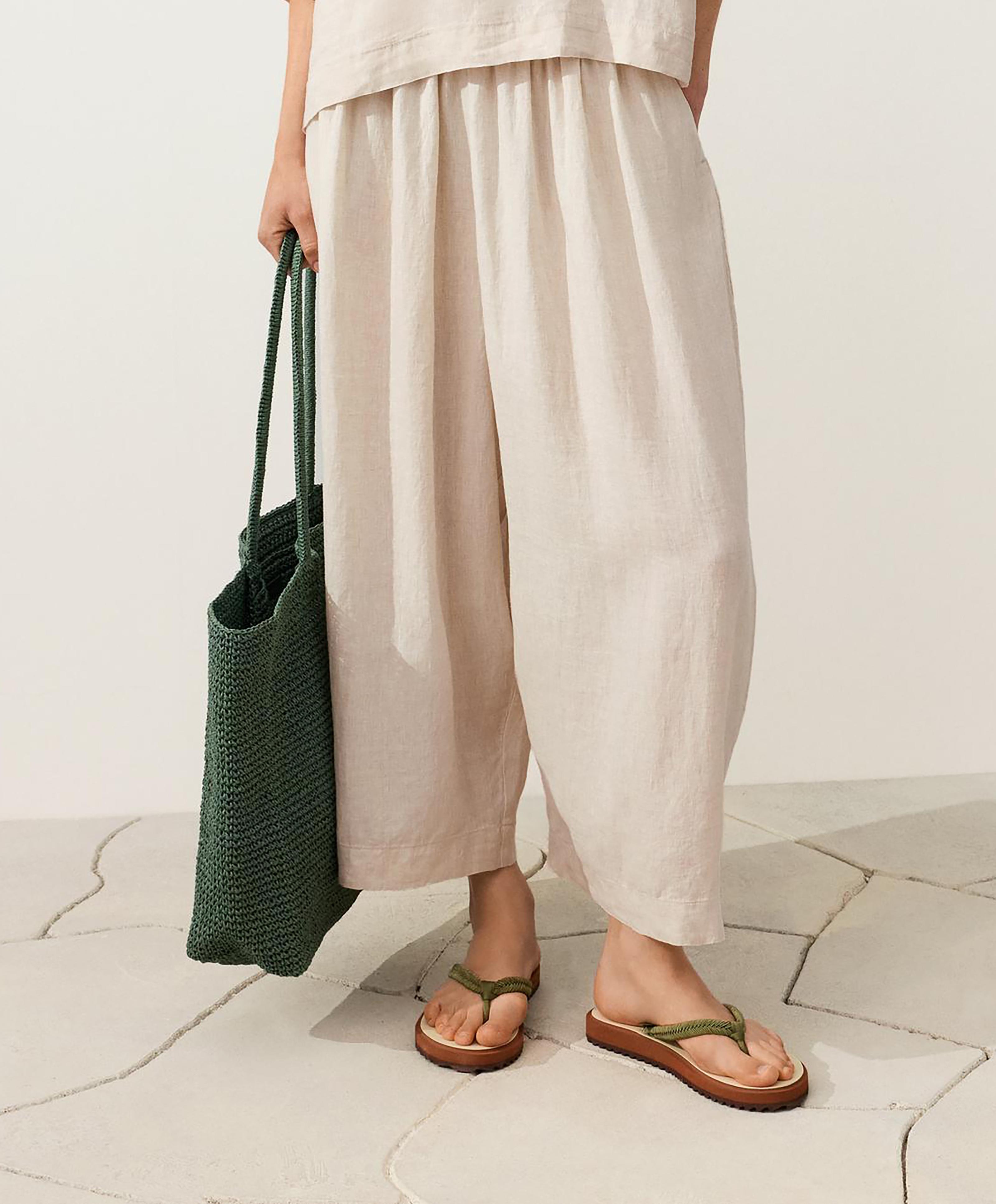 Woven paper shopper — KHAKI