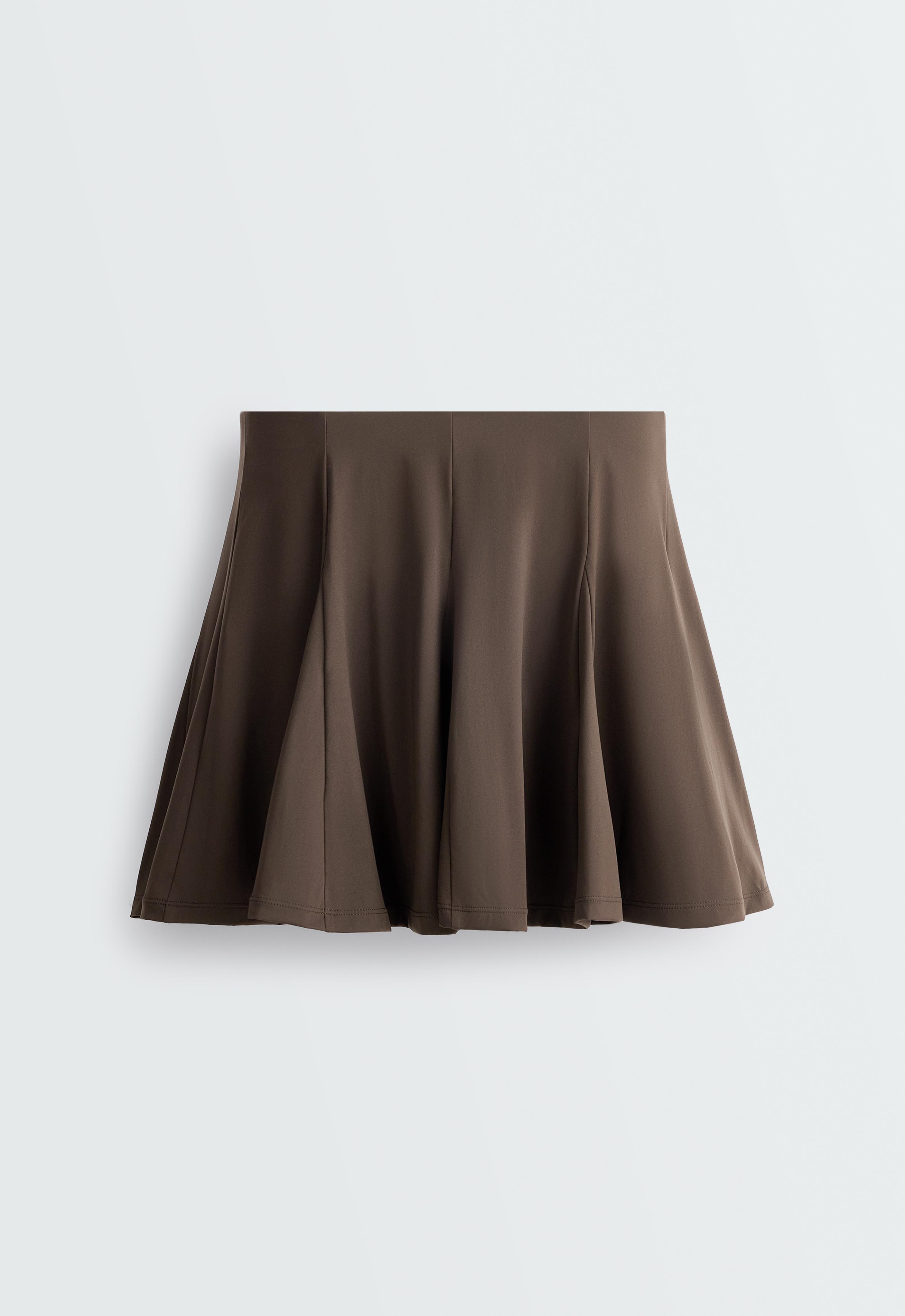 Light Touch godet short skirt — BROWN