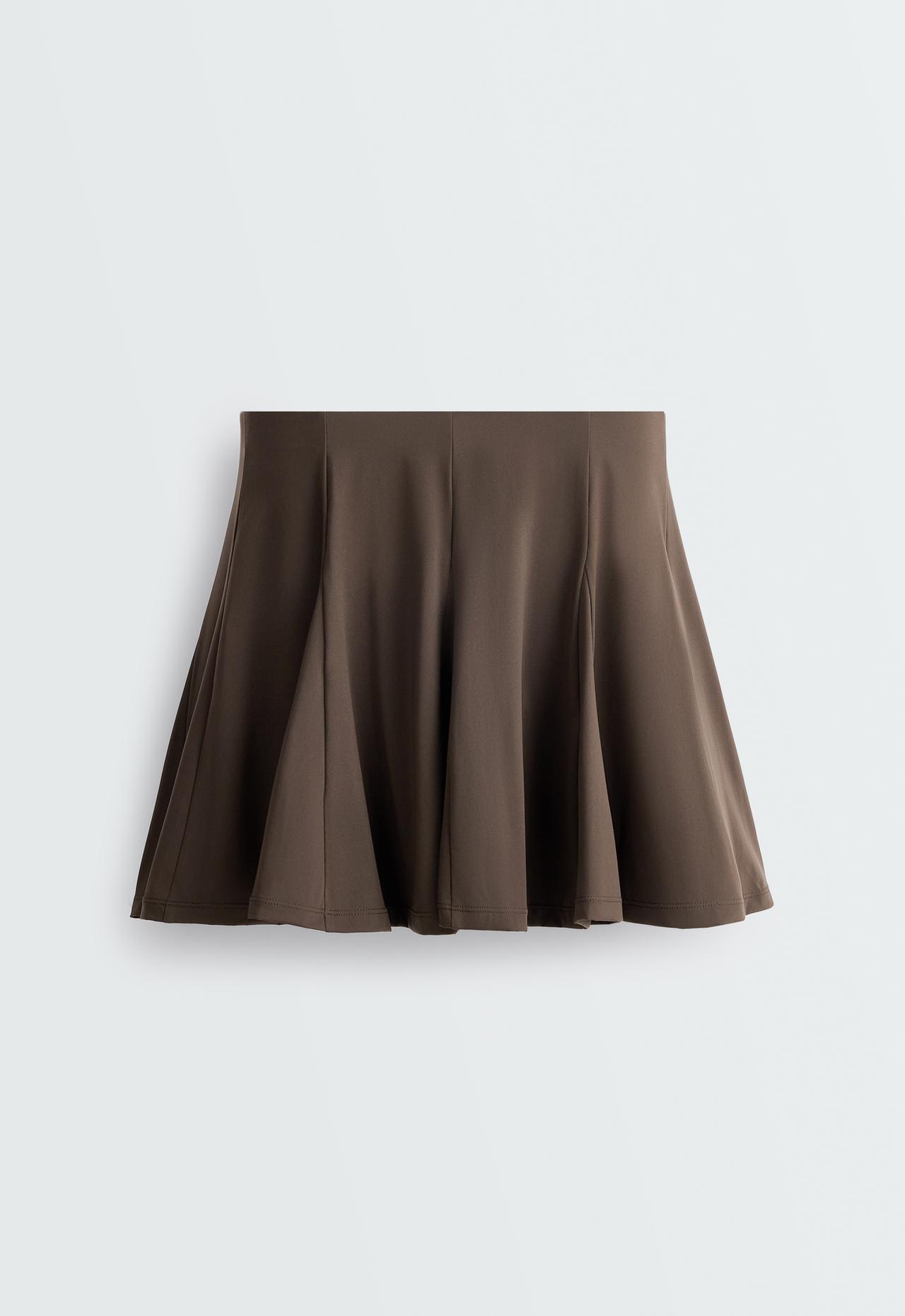 Light Touch godet short skirt — BROWN