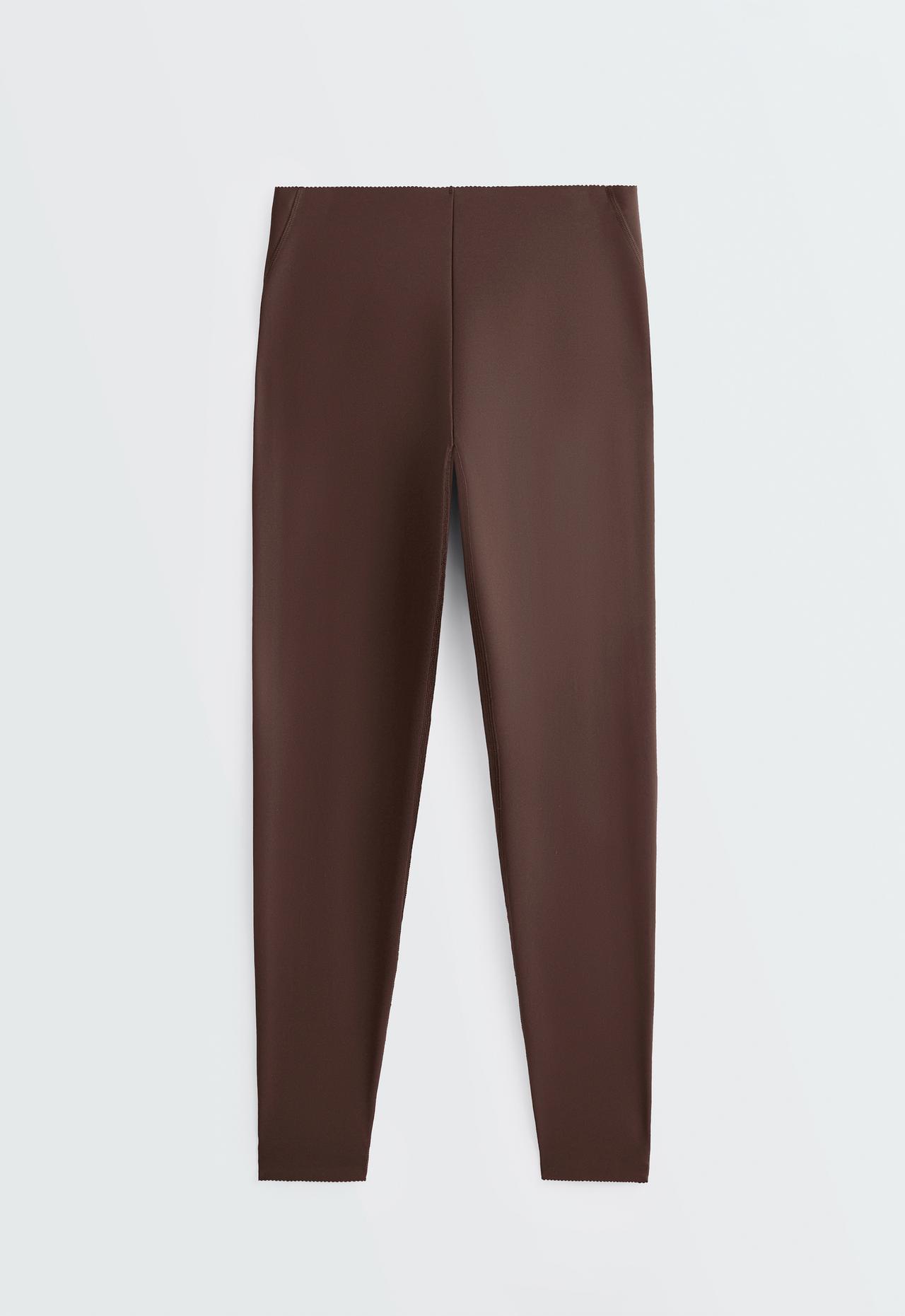 Ankle-length high rise Compressive core control leggings — BROWN