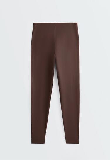 Ankle-length high rise Compressive core control leggings — BROWN 7