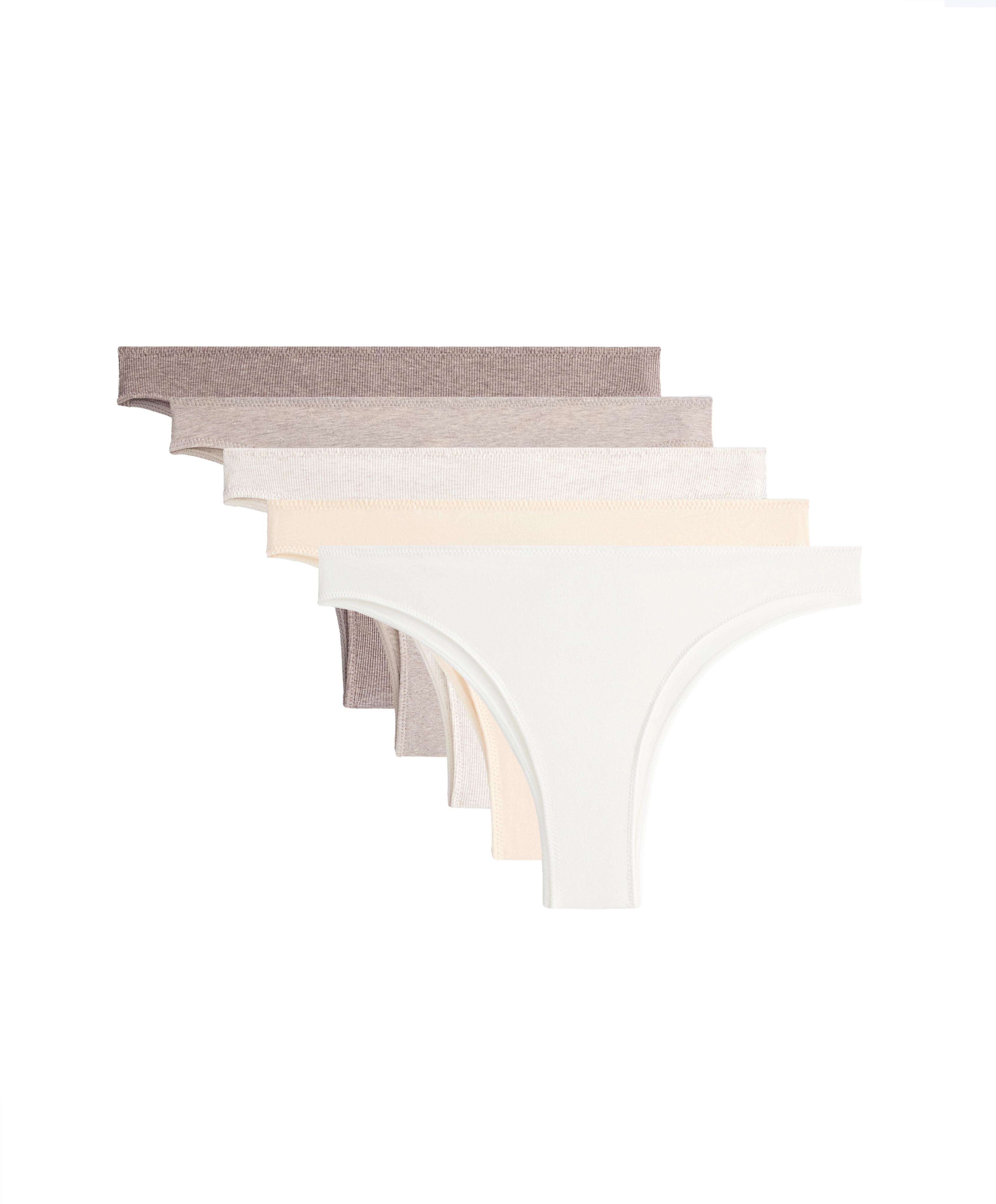 5 rib cotton blend Brazilian briefs — TAN MELANGE