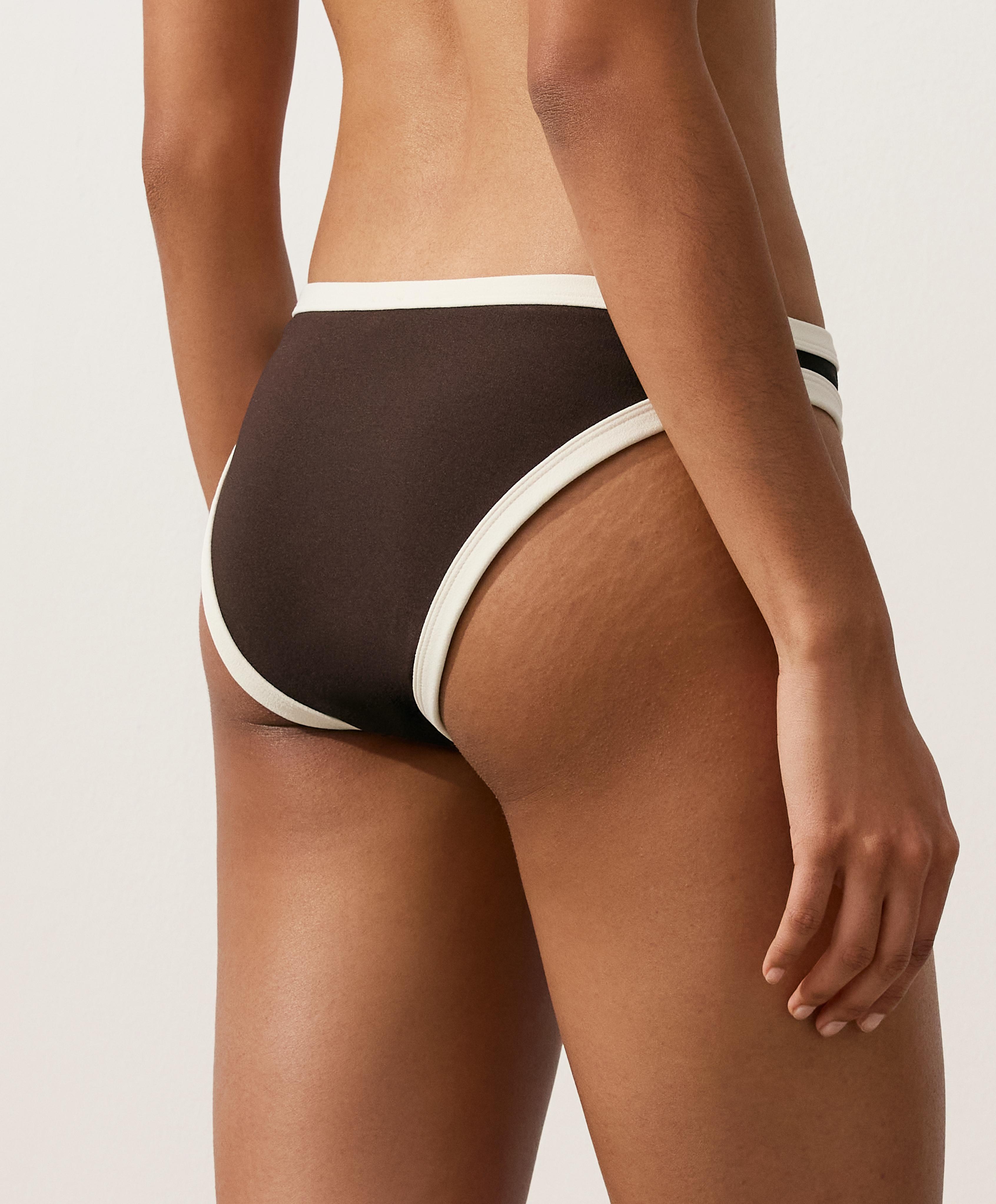 Contrast trim classic bikini briefs — DARK BROWN