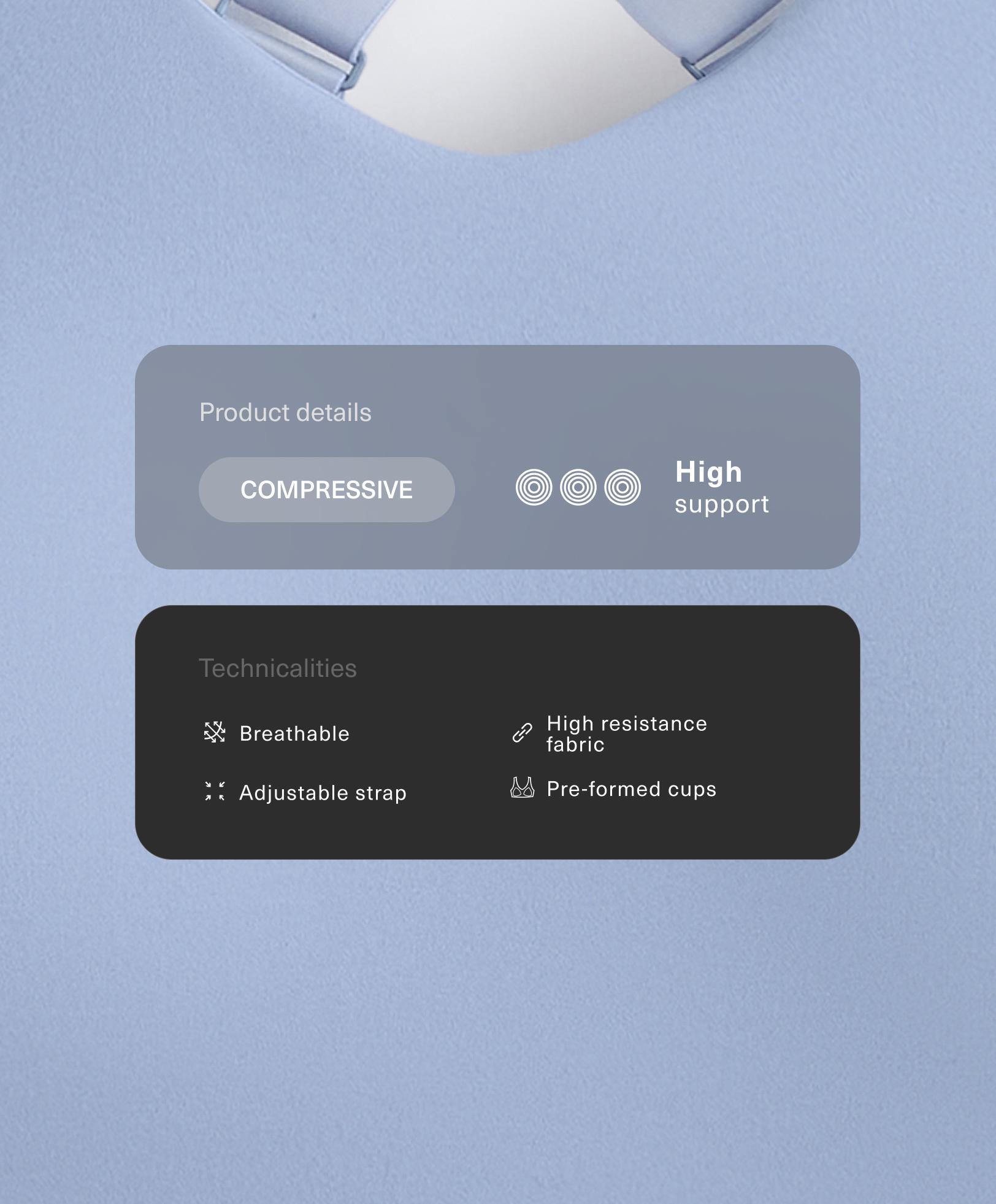 حمالة صدر رياضية Compressive بتدعيم عالٍ وظهر متداخل