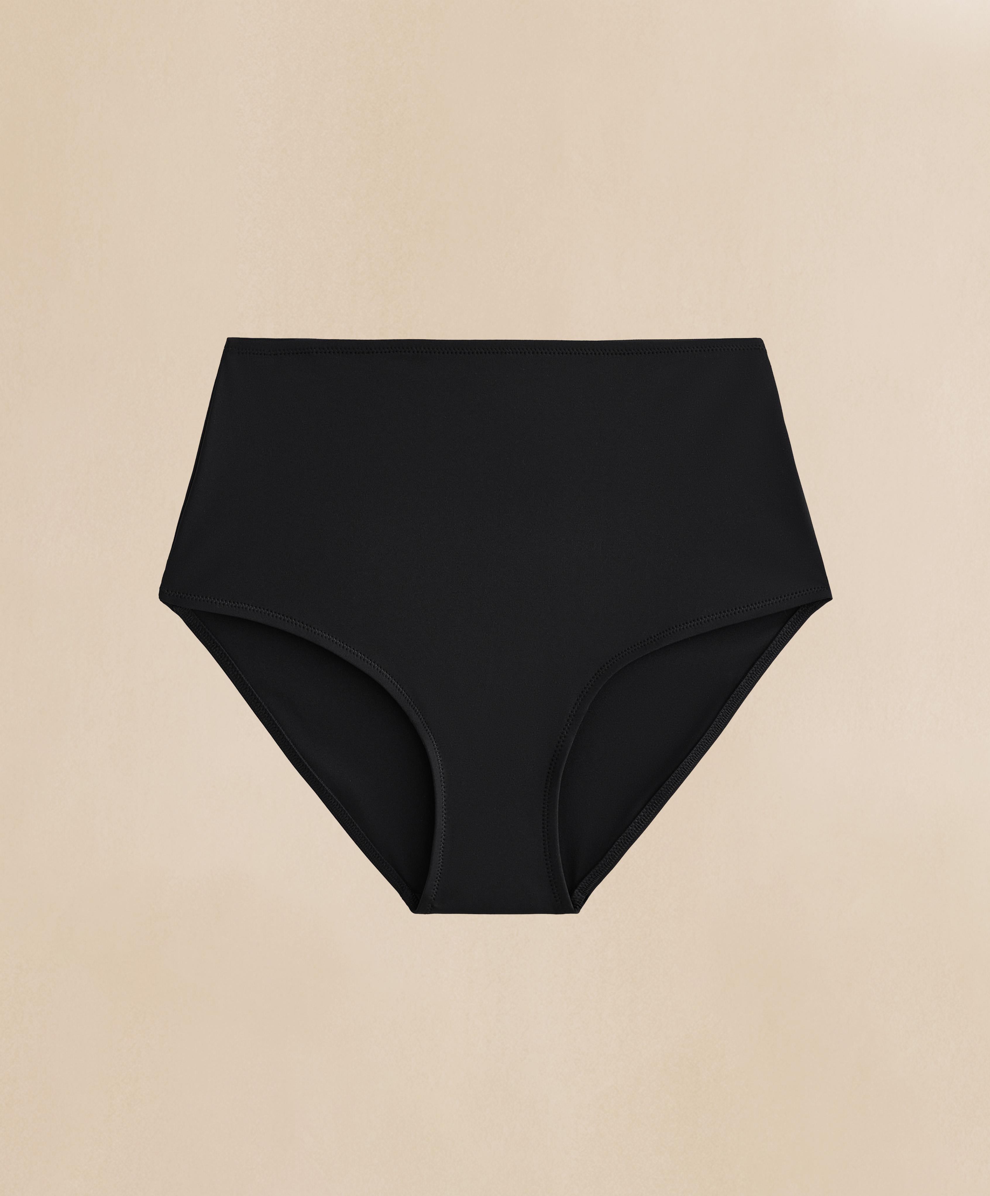 Shapewear-effect high-waisted bikini briefs — BLACK