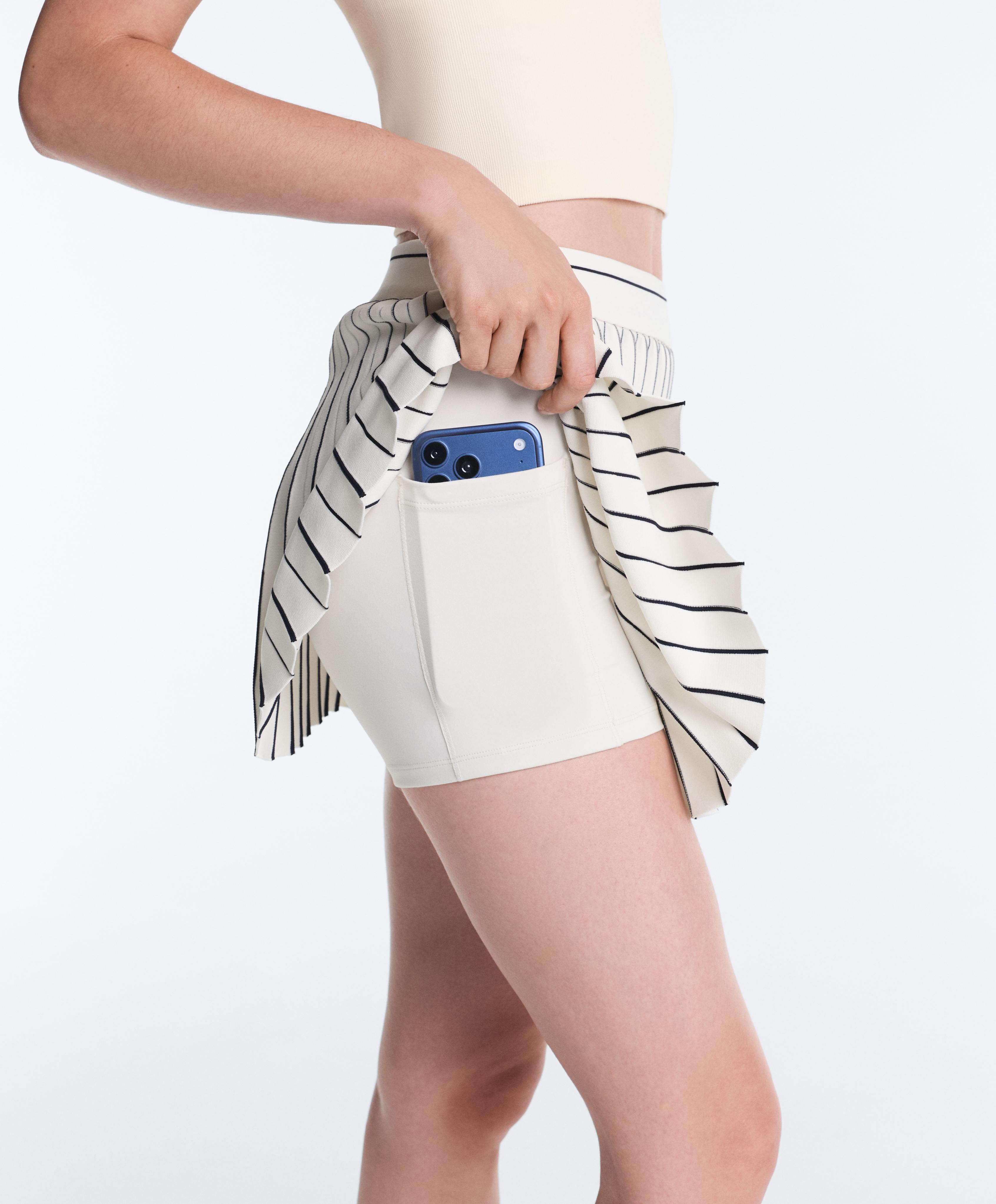 High-rise seamless pleated short skirt — NAVY BLUE