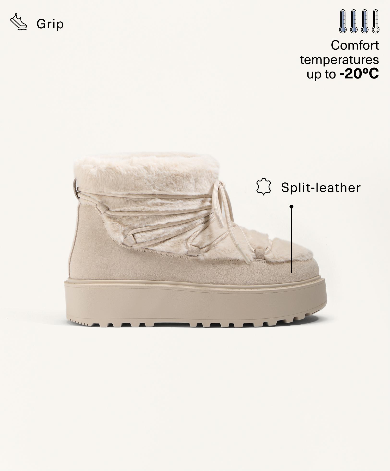 Faux-fur and split-leather lace-up boots Faux-fur and split-leather lace-up boots