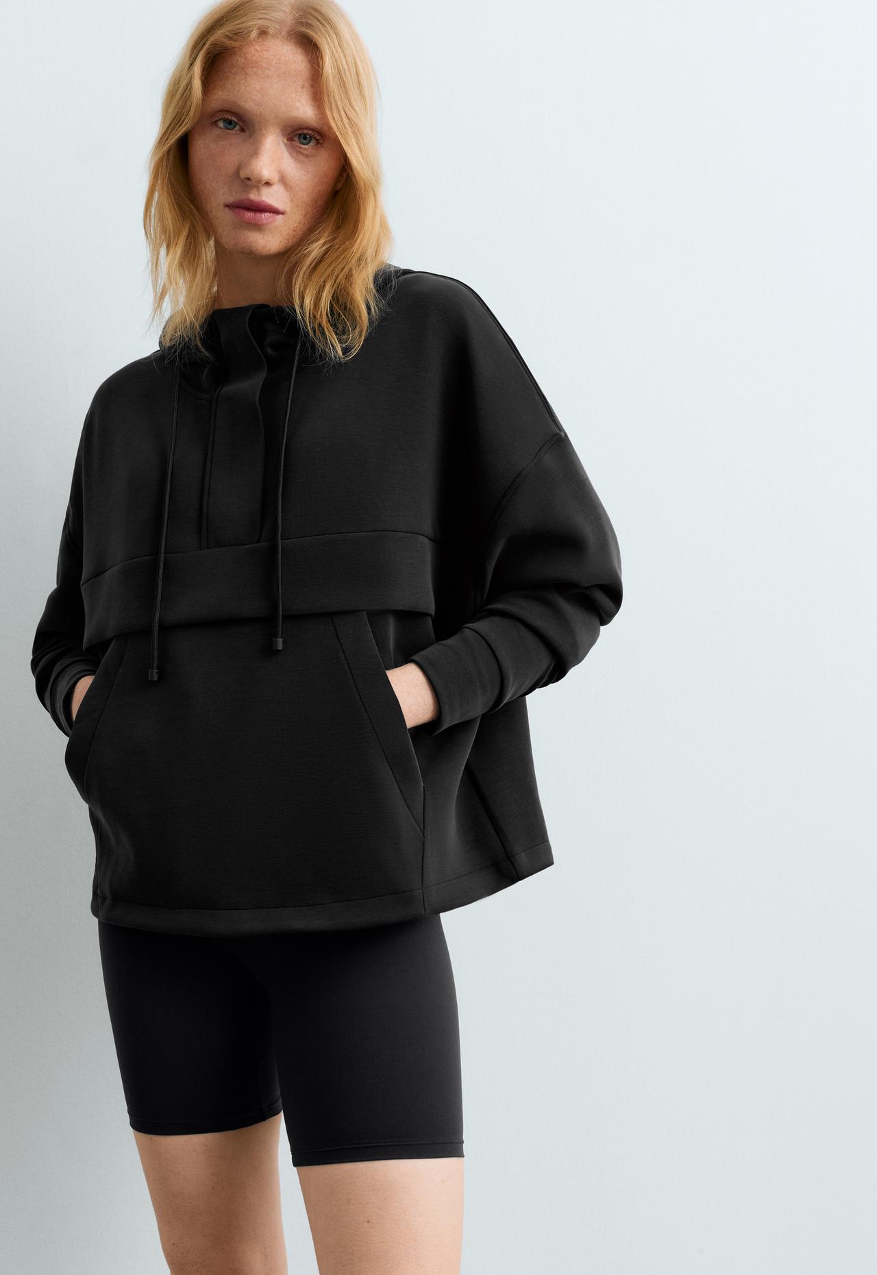 Soft-touch modal sweatshirt with zip — BLACK