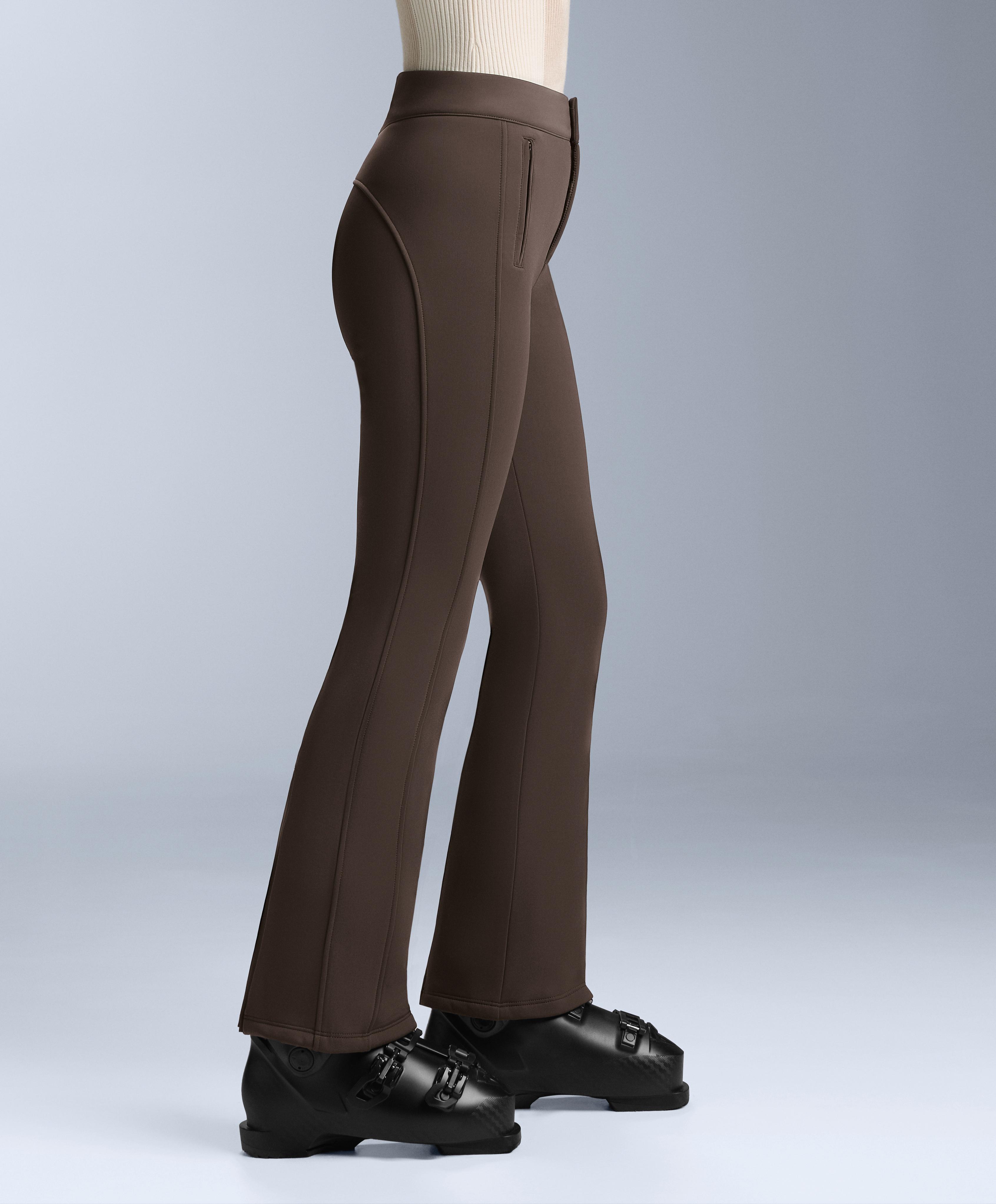 Water-resistant flare stretch SKI trousers — DARK BROWN