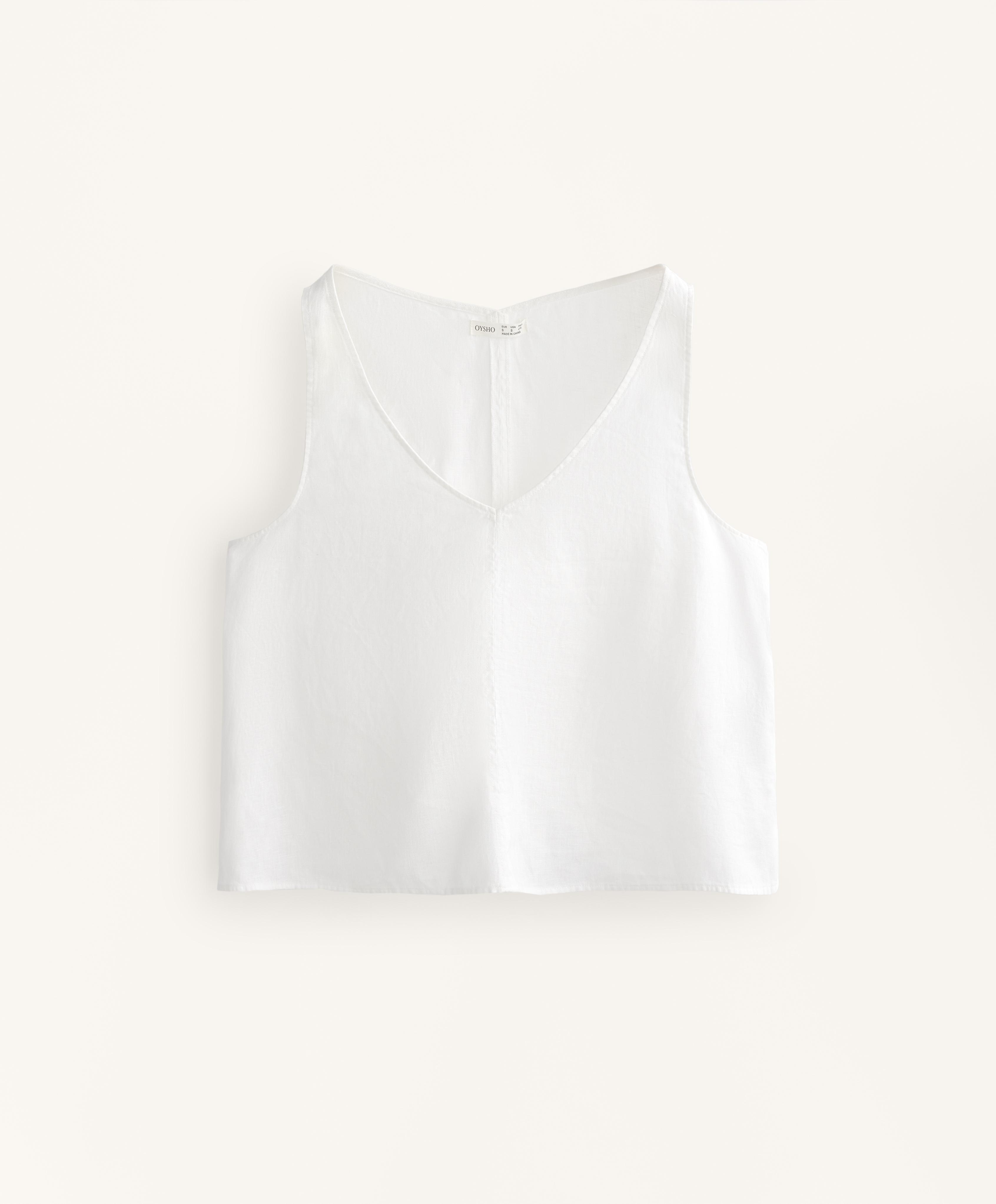 Top de tirantes cuello pico 100% lino