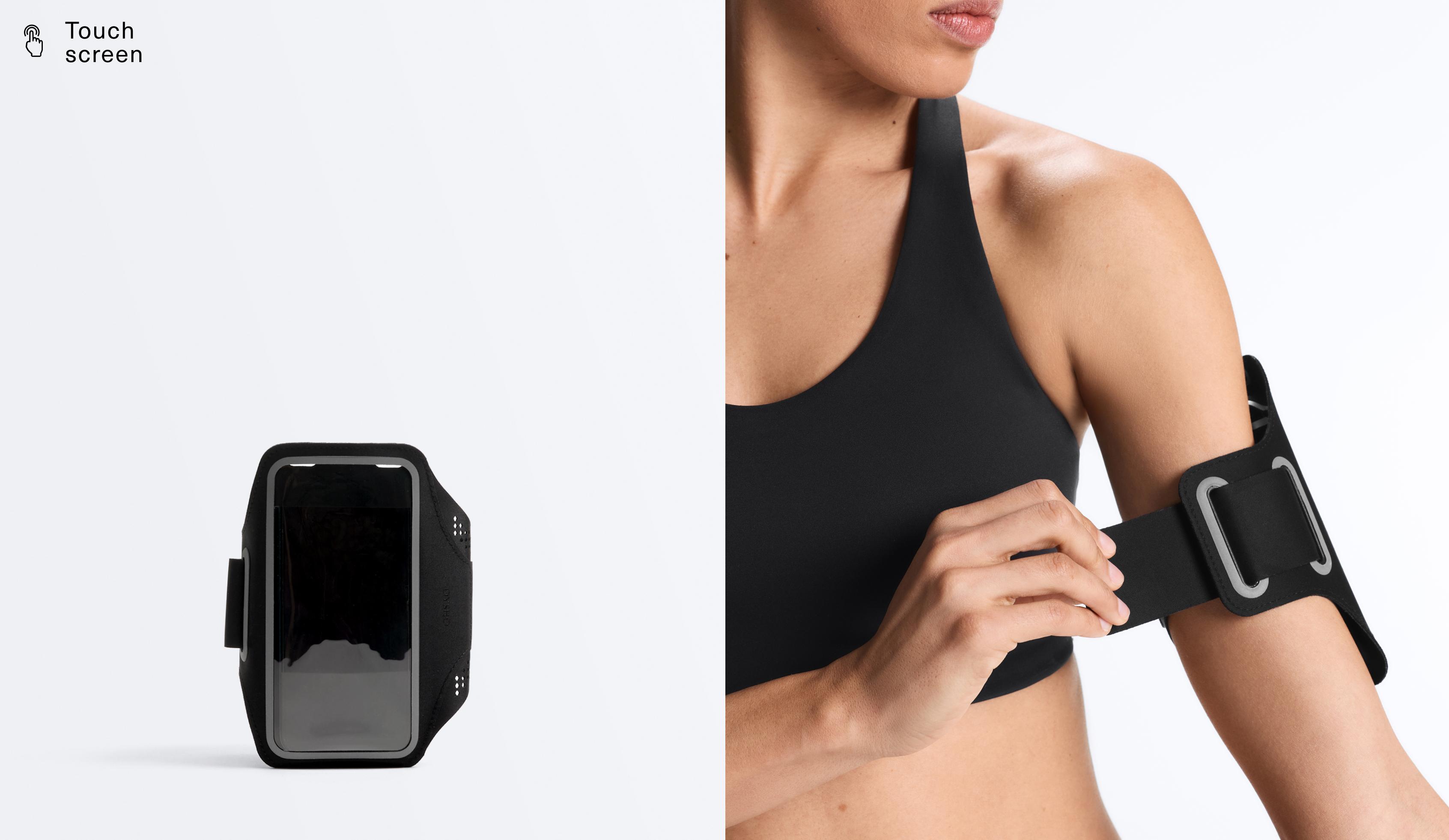 Touchscreen armband phone holder