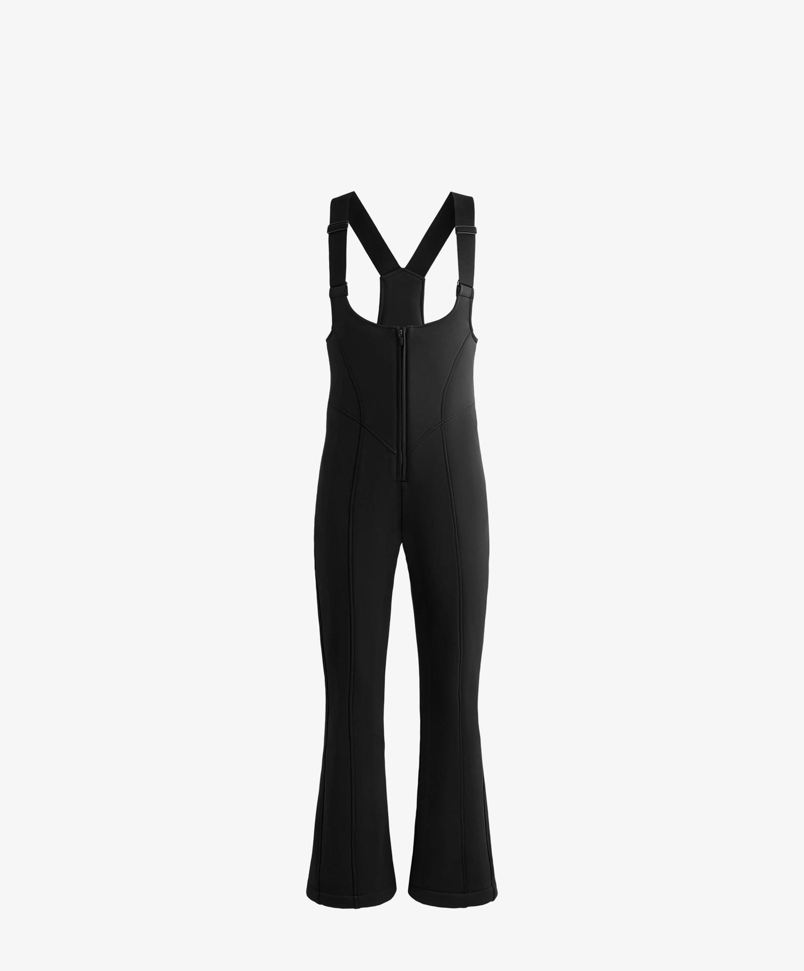 Water-resistant SKI flare dungarees — BLACK