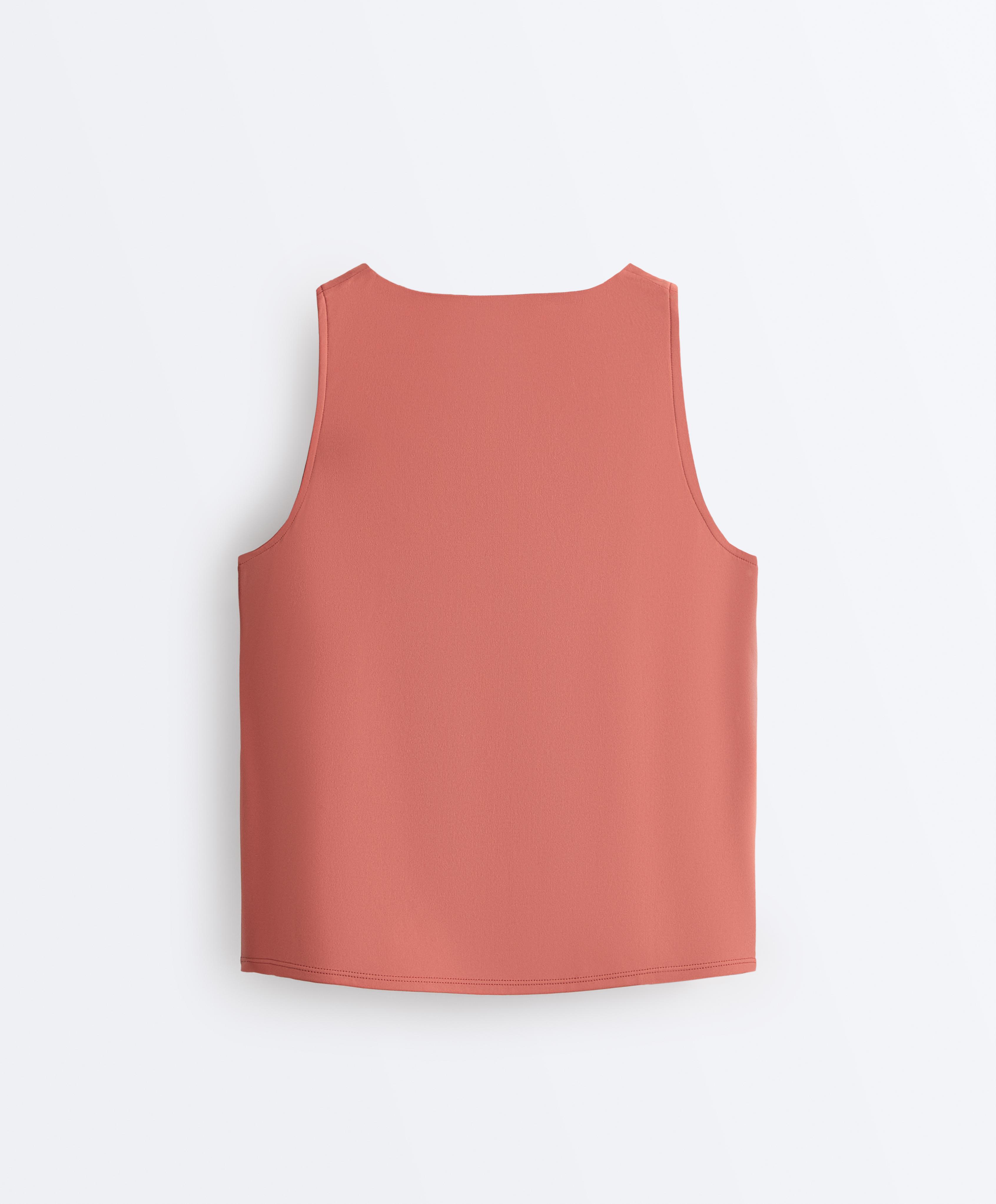 Cross-over sleeveless Comfortlux T-shirt — ROSETTE BLUSH
