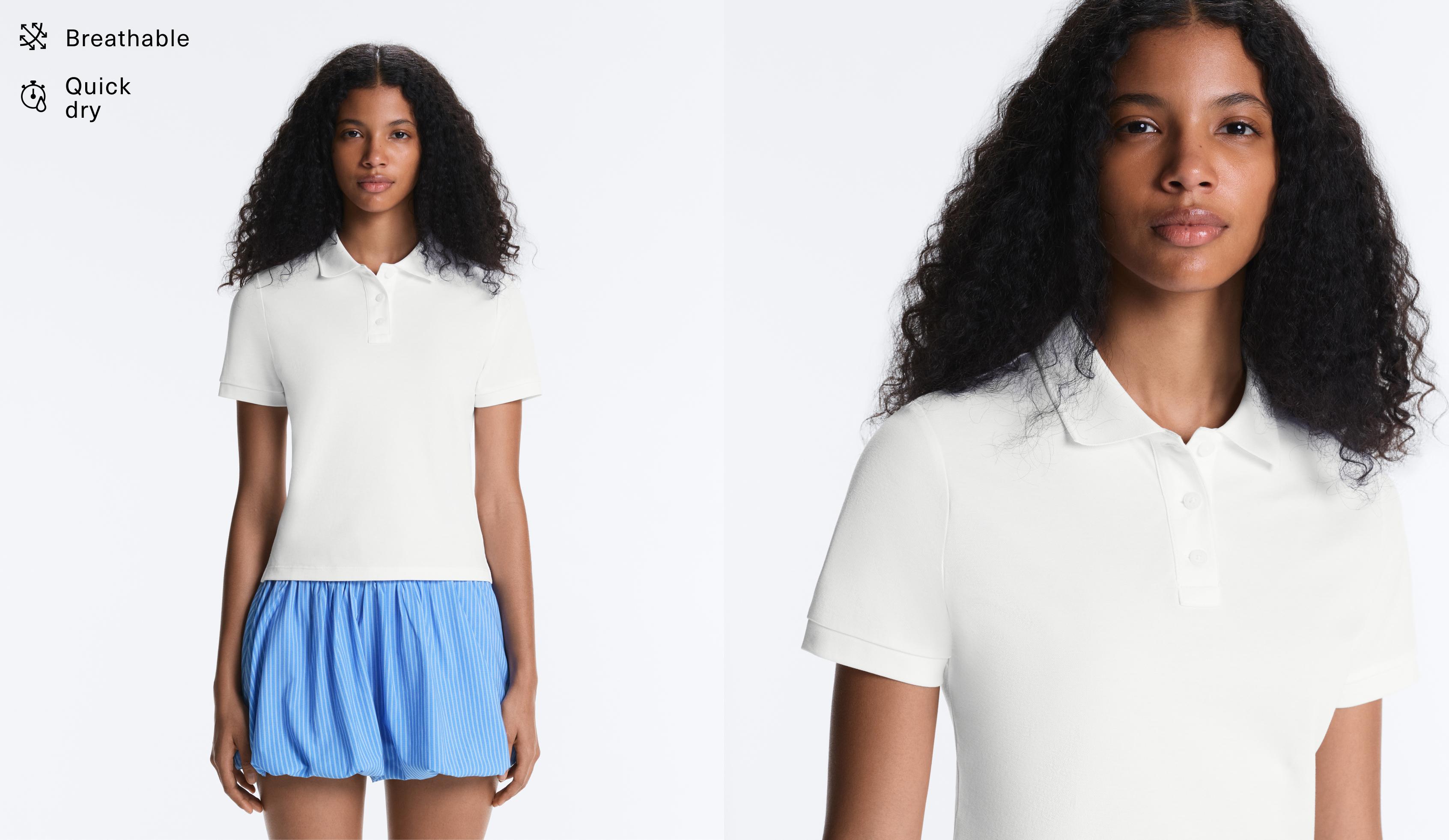 Slim-fit piqué cotton polo shirt — WHITE