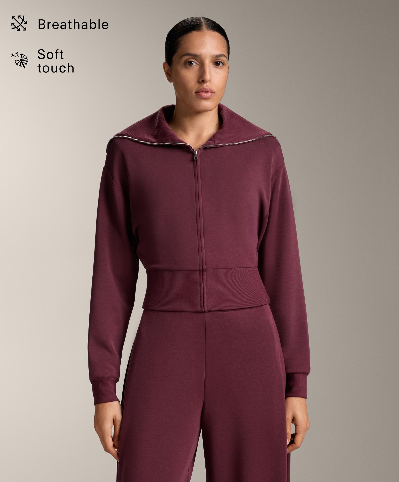 Fitted waist knit collar jacket with modal Fitted waist knit collar jacket with modal