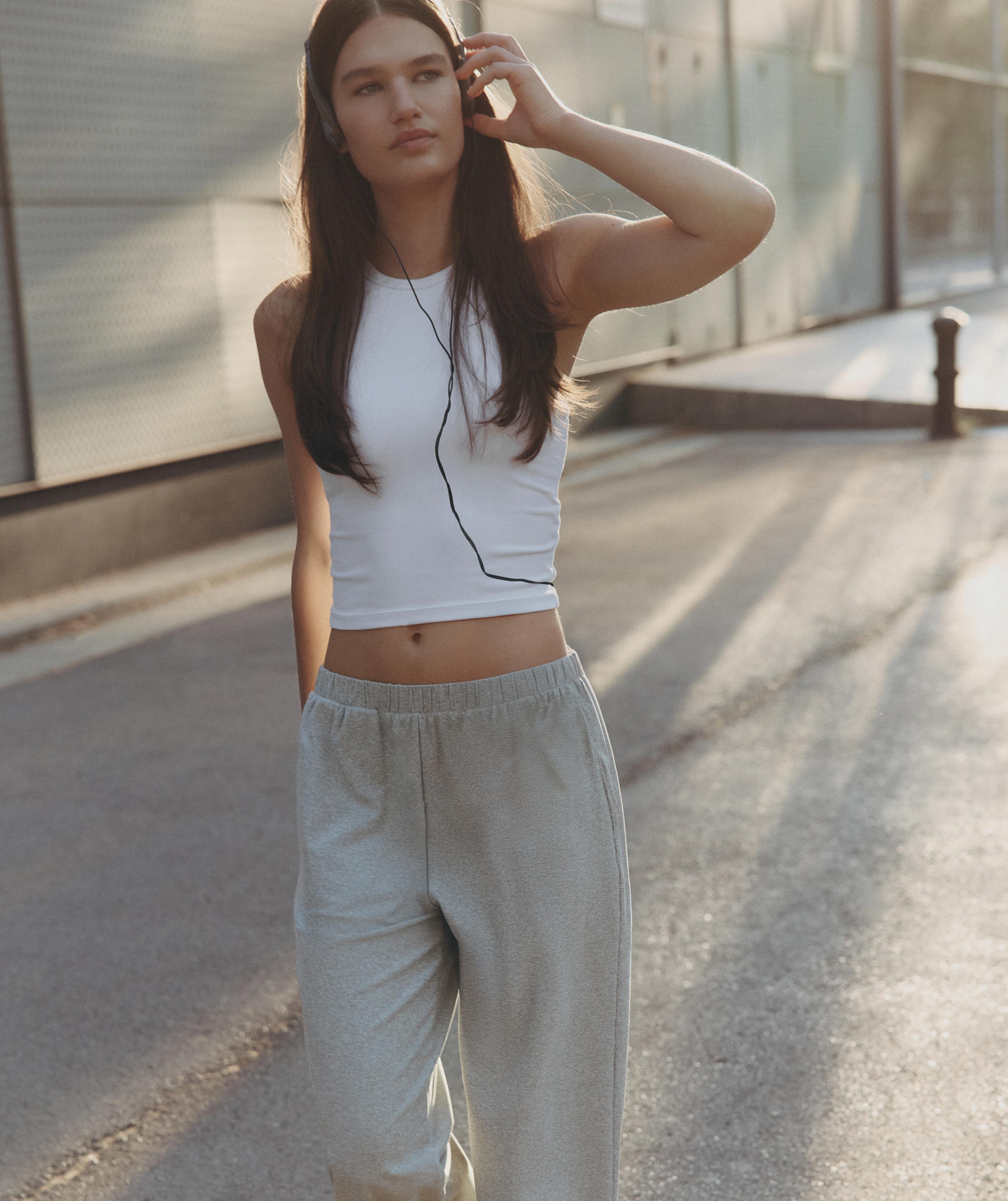 Top long en mélange de modal rib