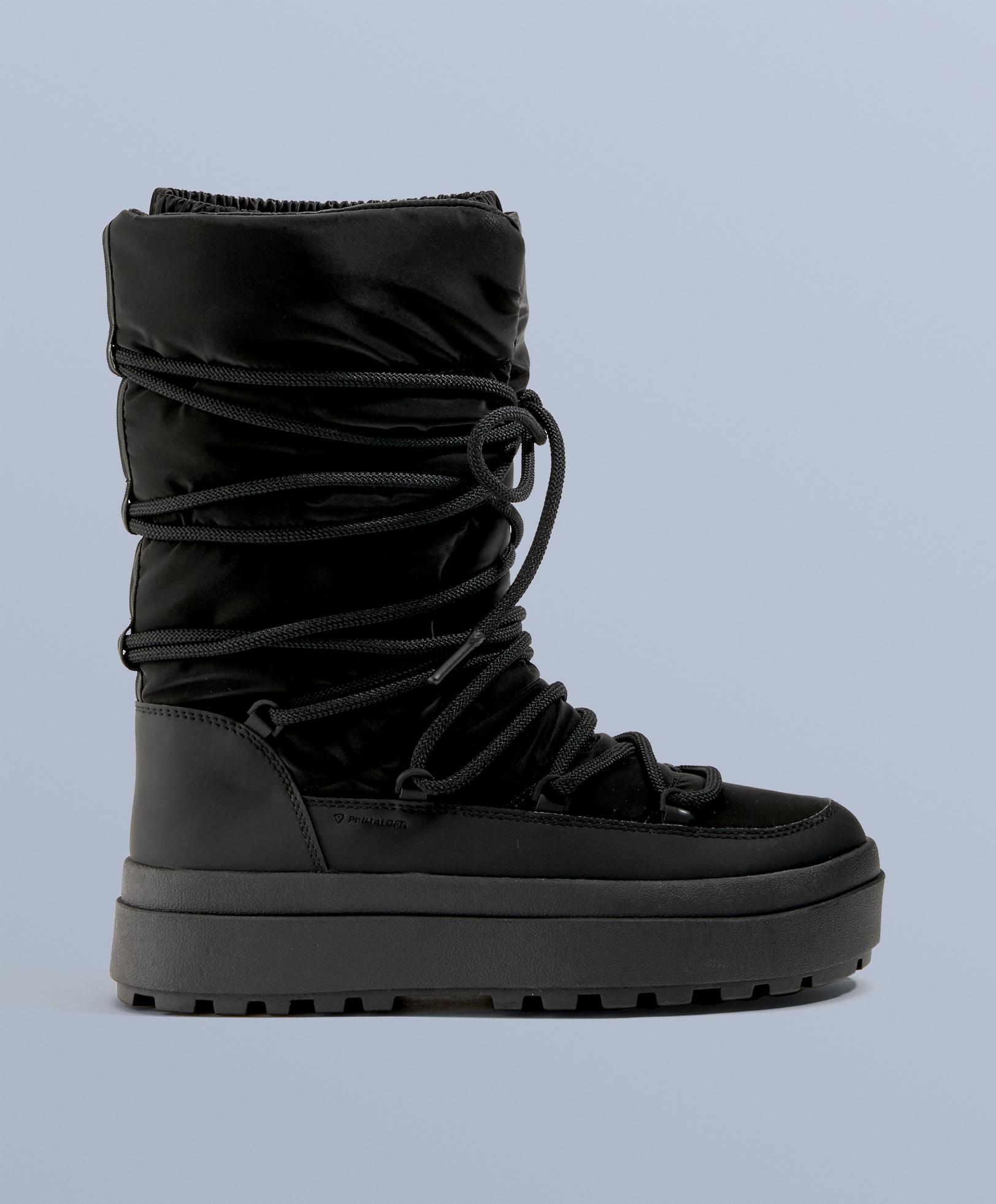 Laced nylon après-ski boots — BLACK