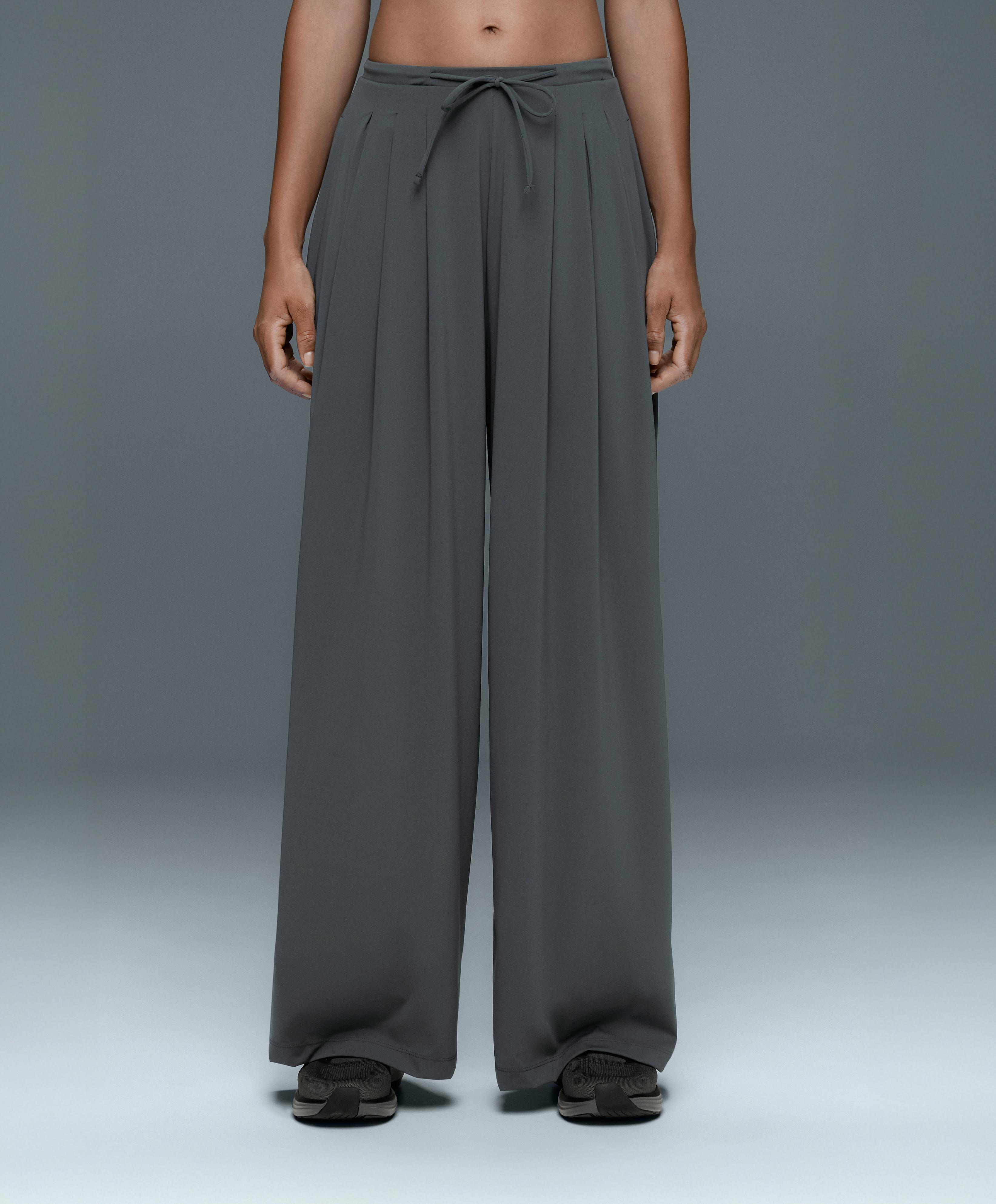 Light Touch wide-leg trousers with darts — STEEL GREY