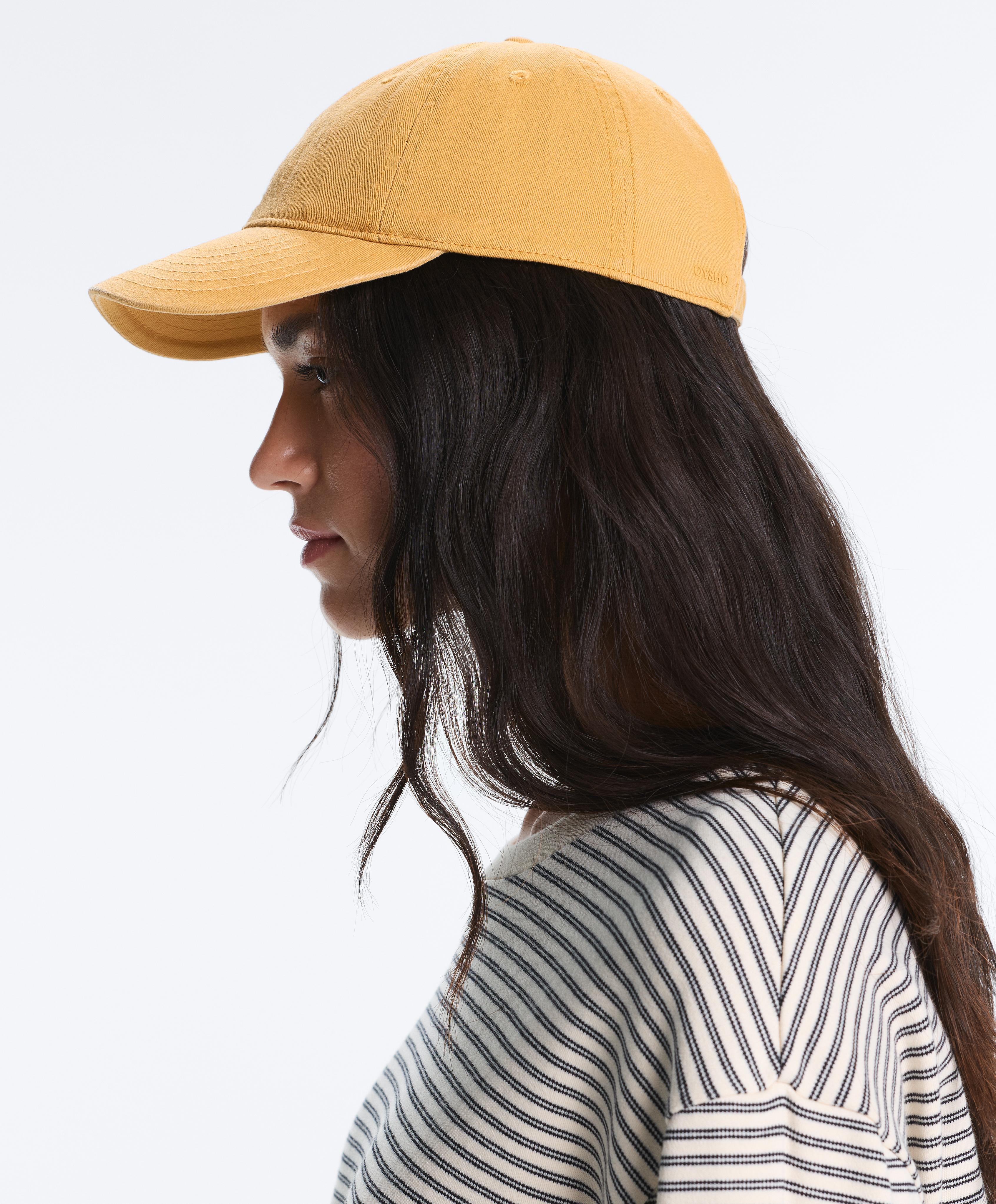 Washed-effect 100% cotton cap — MUSTARD