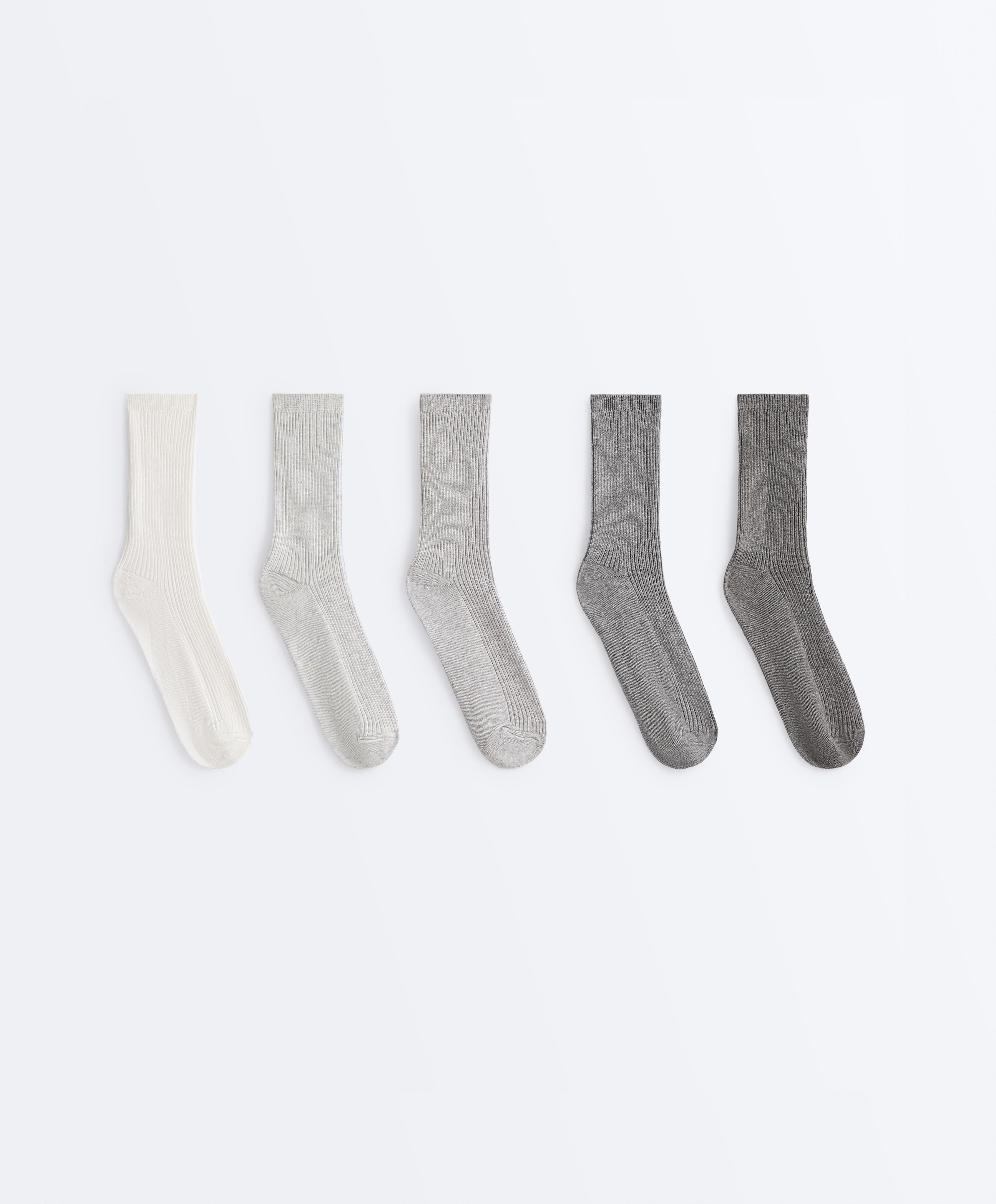 5 pairs of cotton blend classic socks — PALE GREY MELANGE