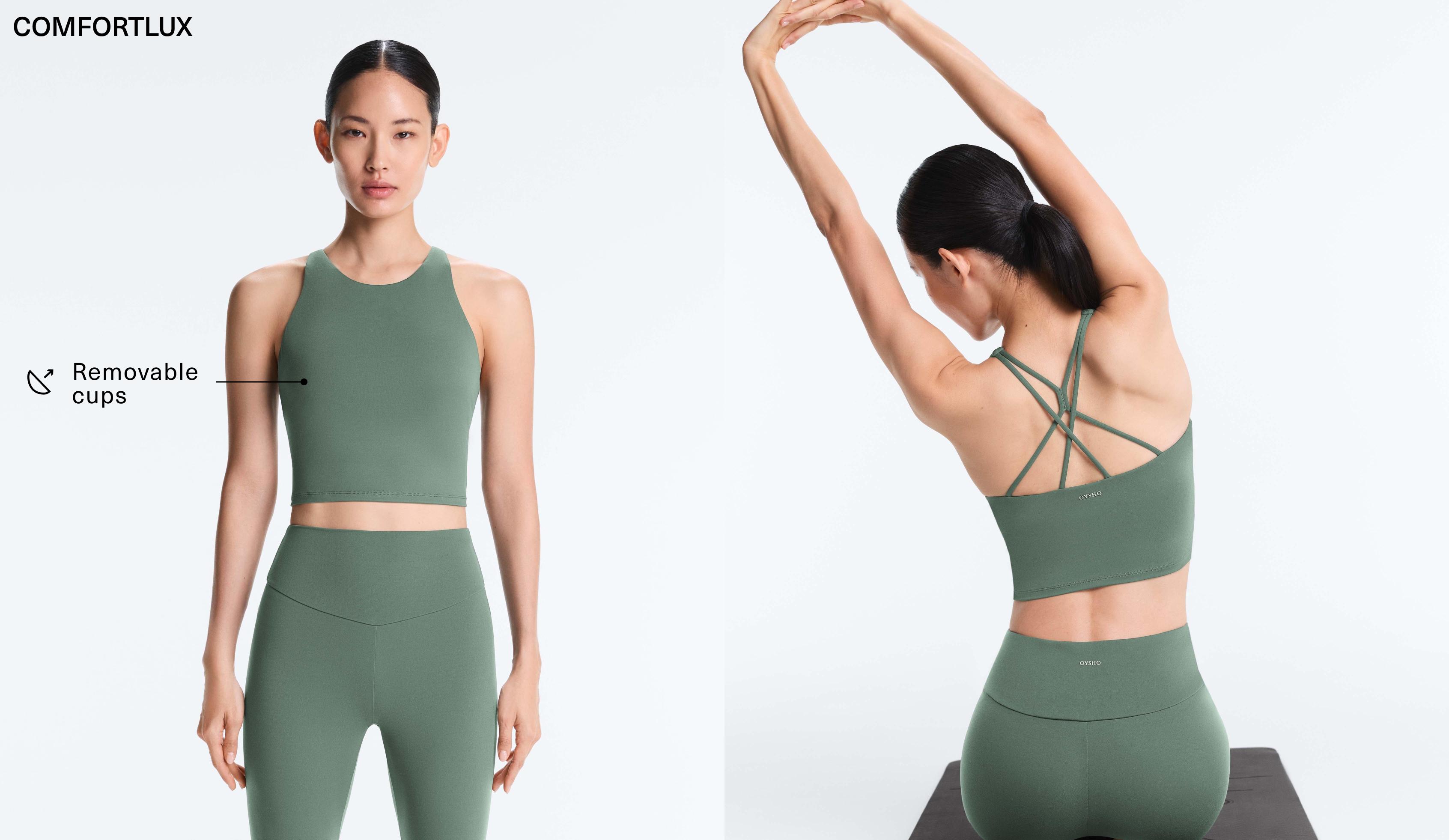 Comfortlux strappy tank top with cups — DARK GREEN