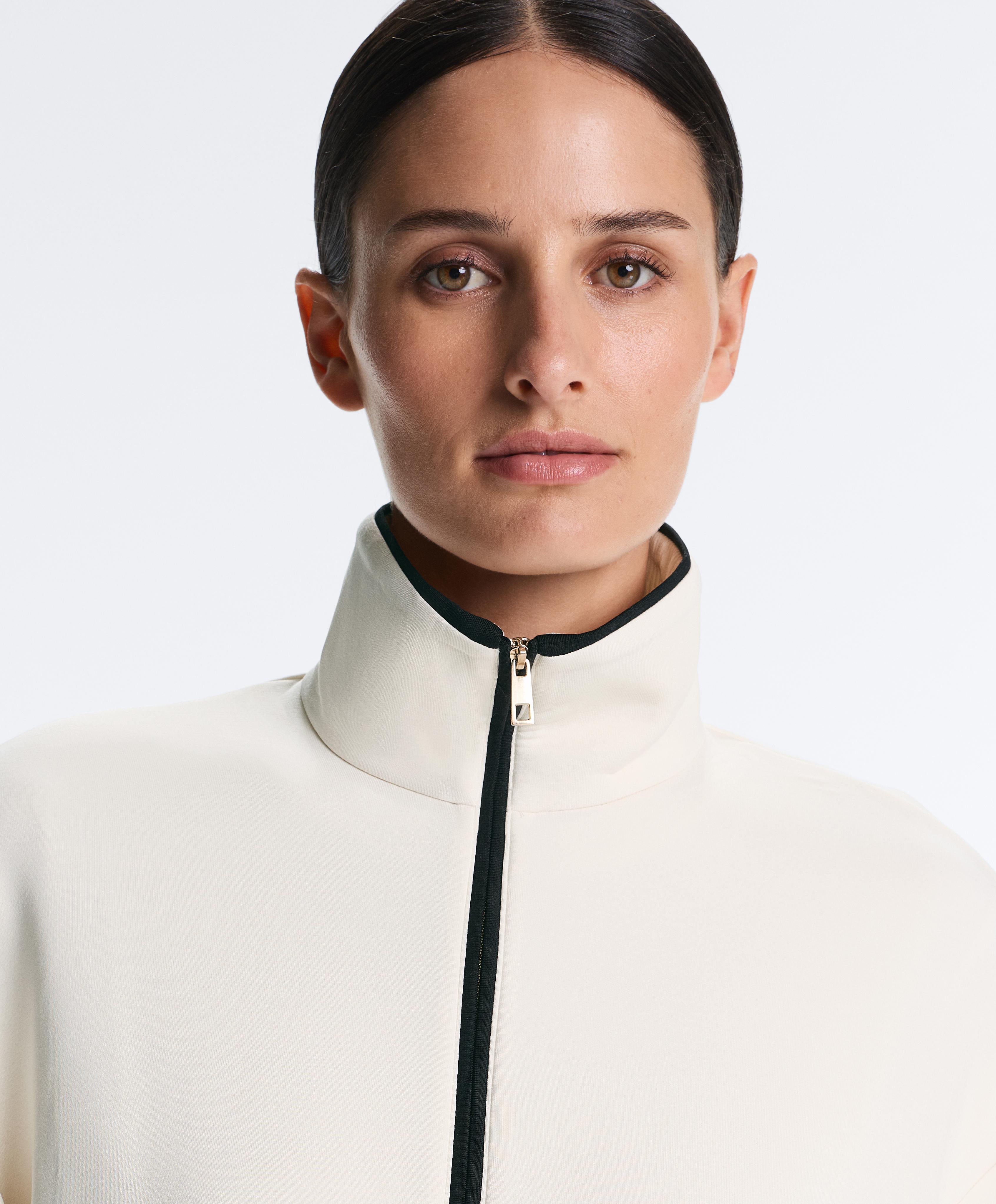 Piping jacket with soft-touch modal — PALE ECRU
