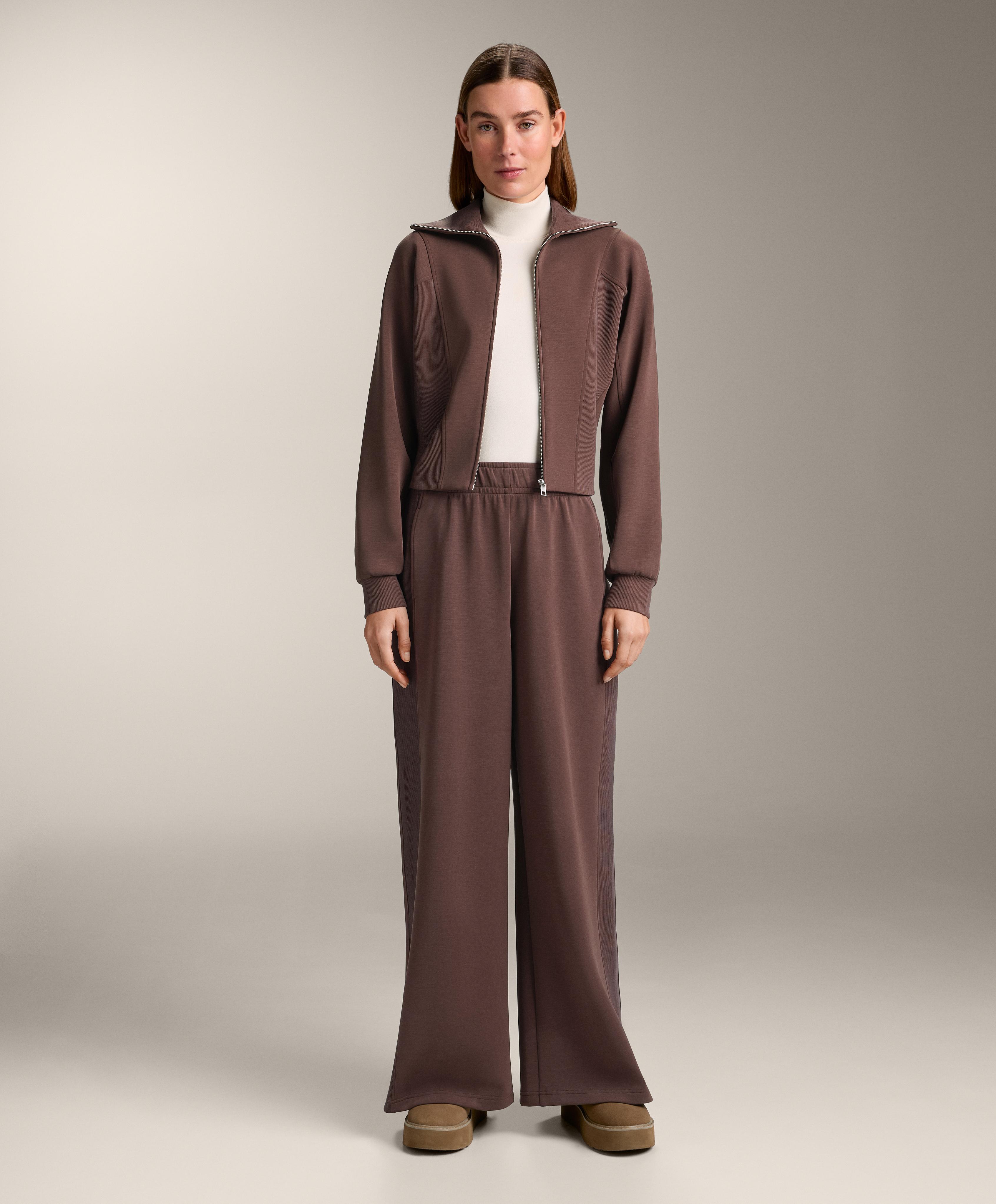 Brushed rib jacket with modal — BROWN