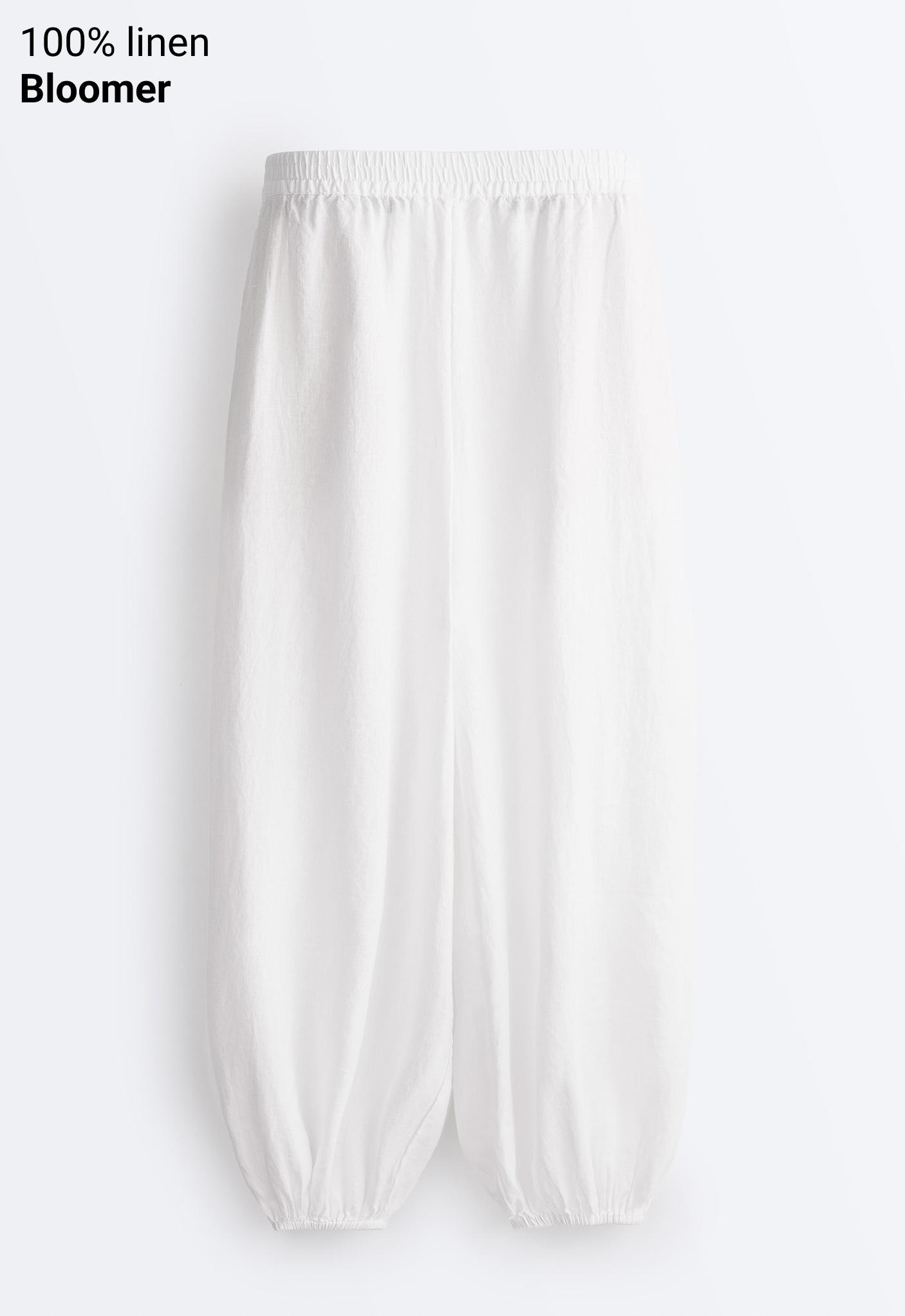 100% linen bloomer trousers — WHITE 