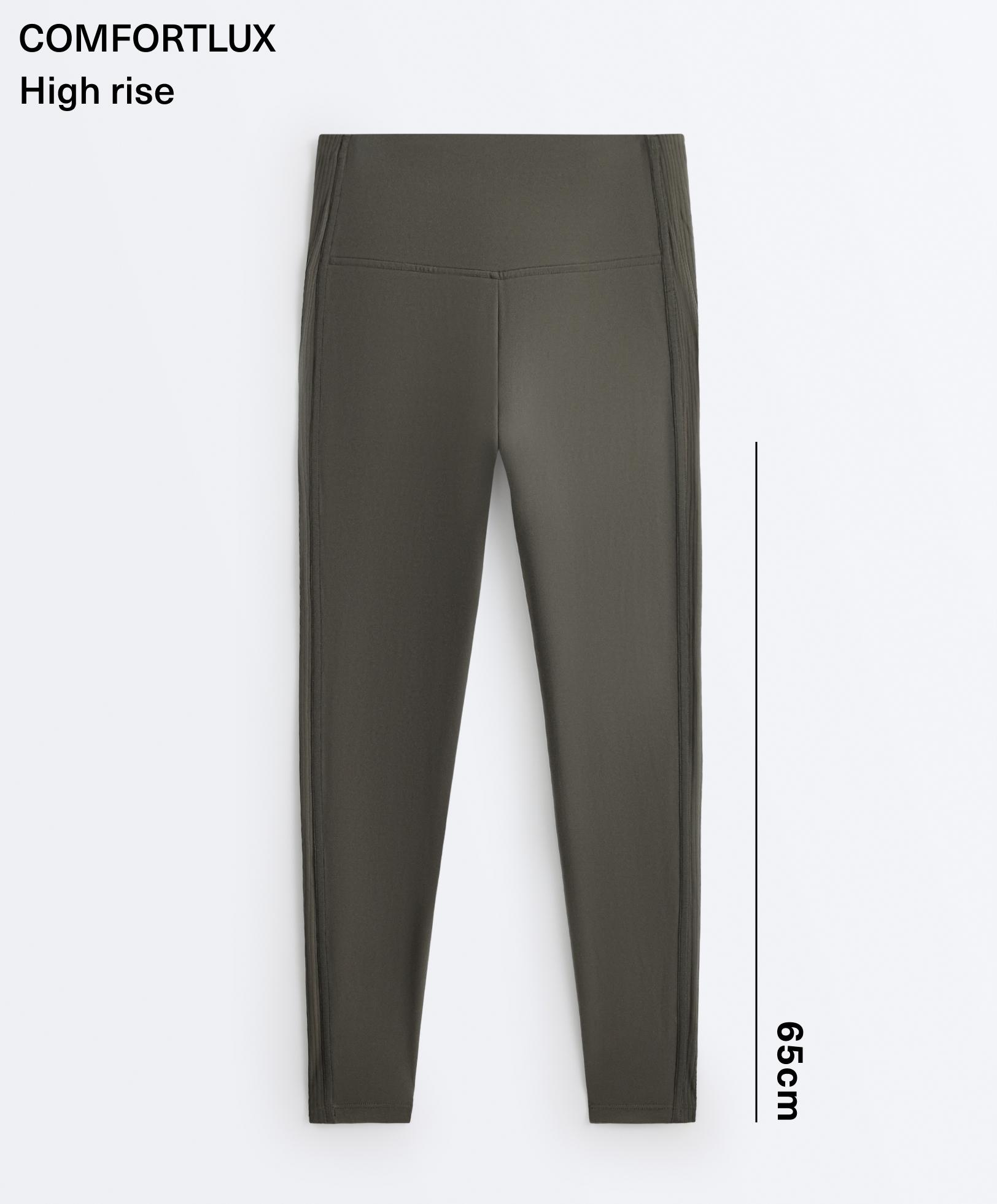 Comfortlux high rise rib ankle-length leggings — GREEN