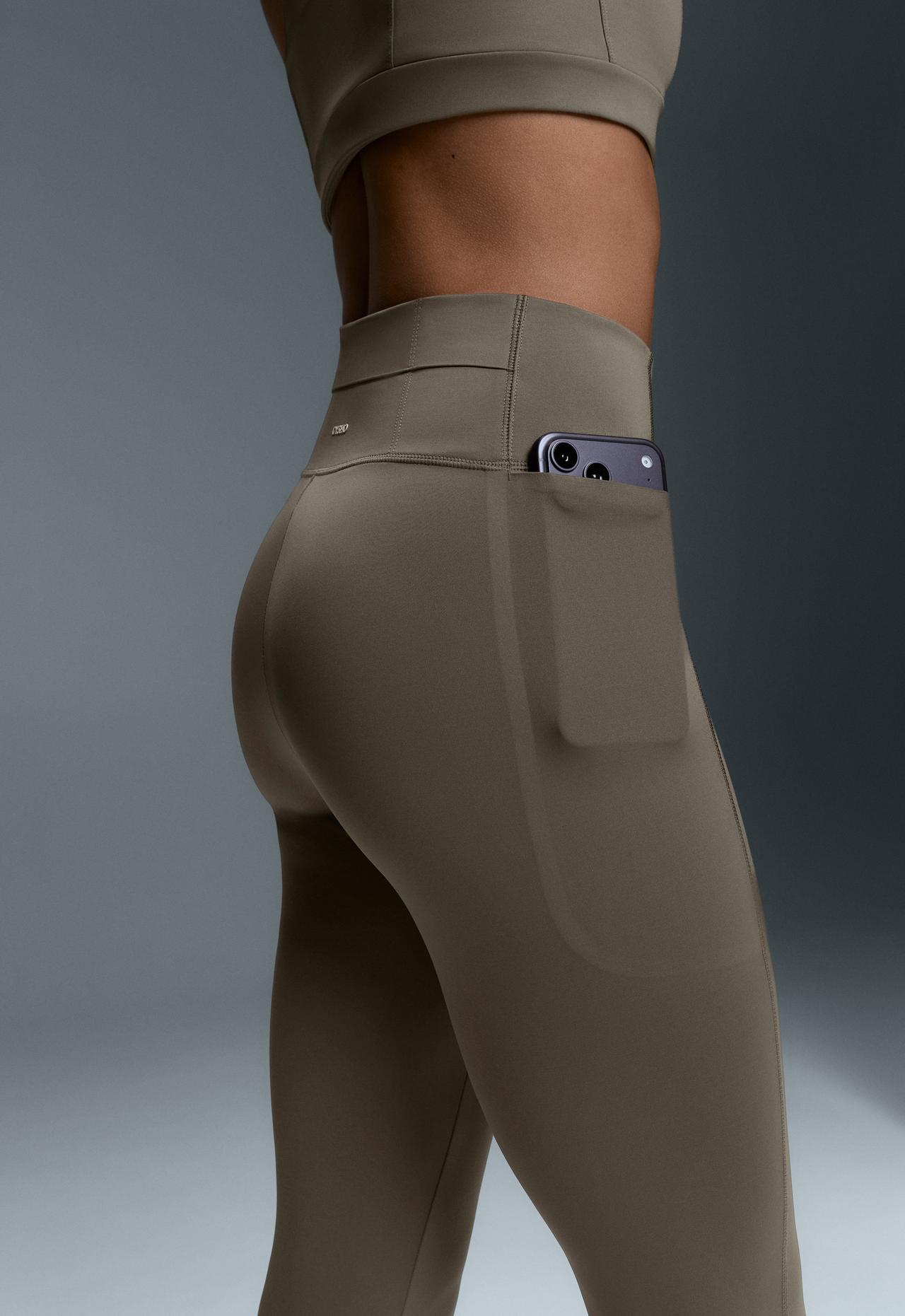Ankle-length High rise Rapid Dry leggings with pockets — CHARCOAL GREY