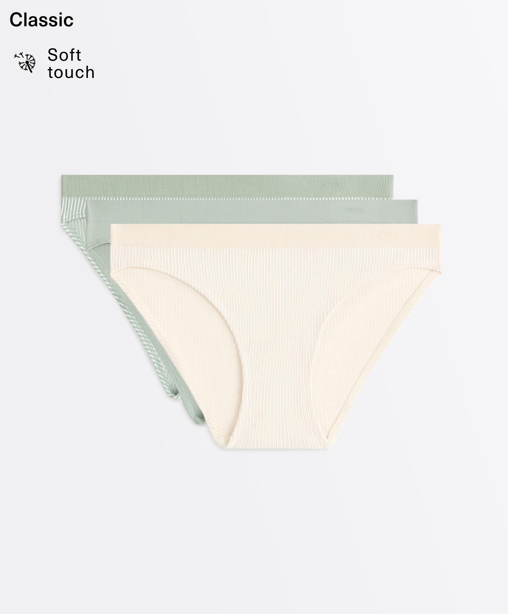 3 seamless soft-touch openwork classic briefs — APPLE GREEN