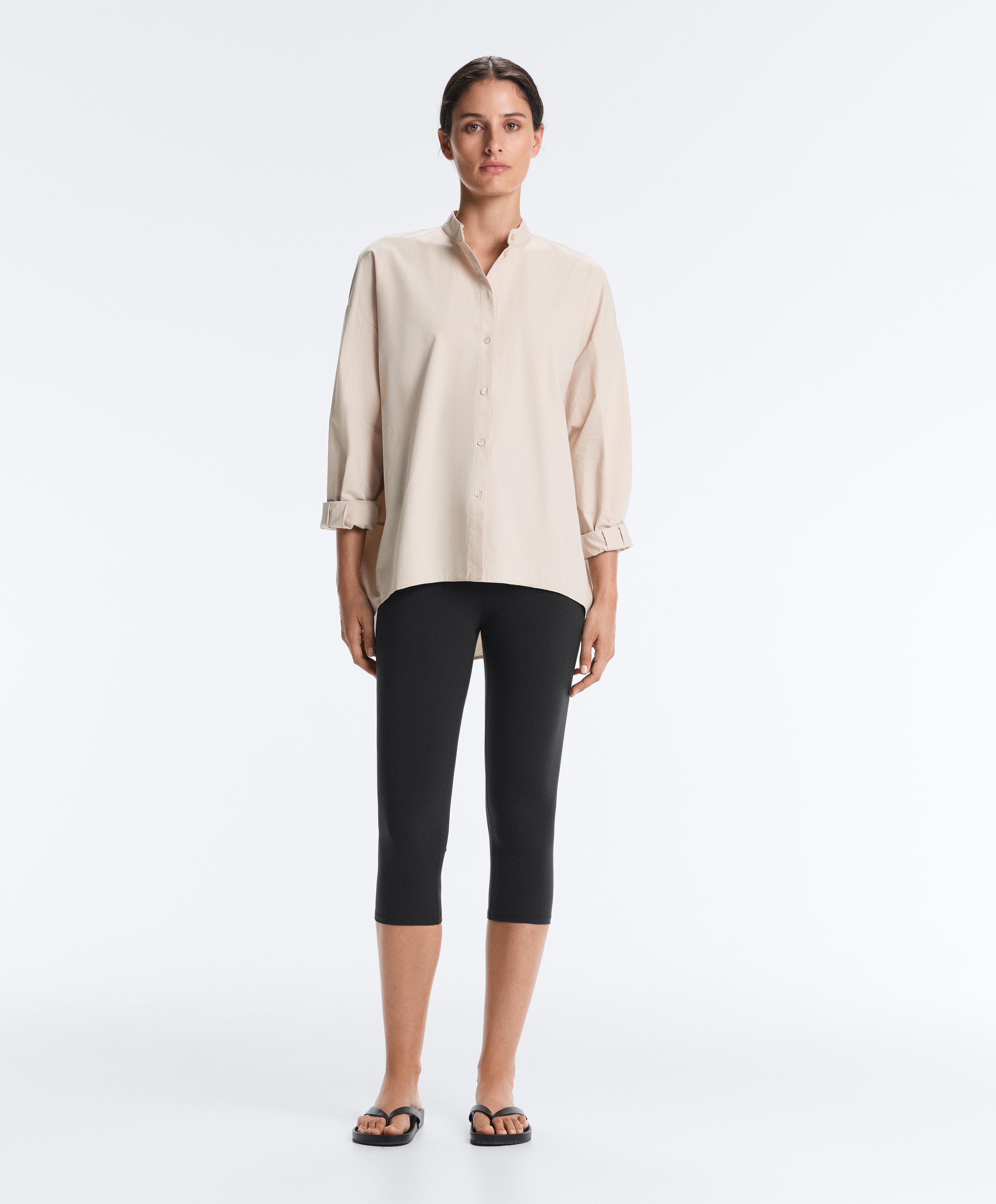 100% cotton stand-up collar shirt — PALE MINK