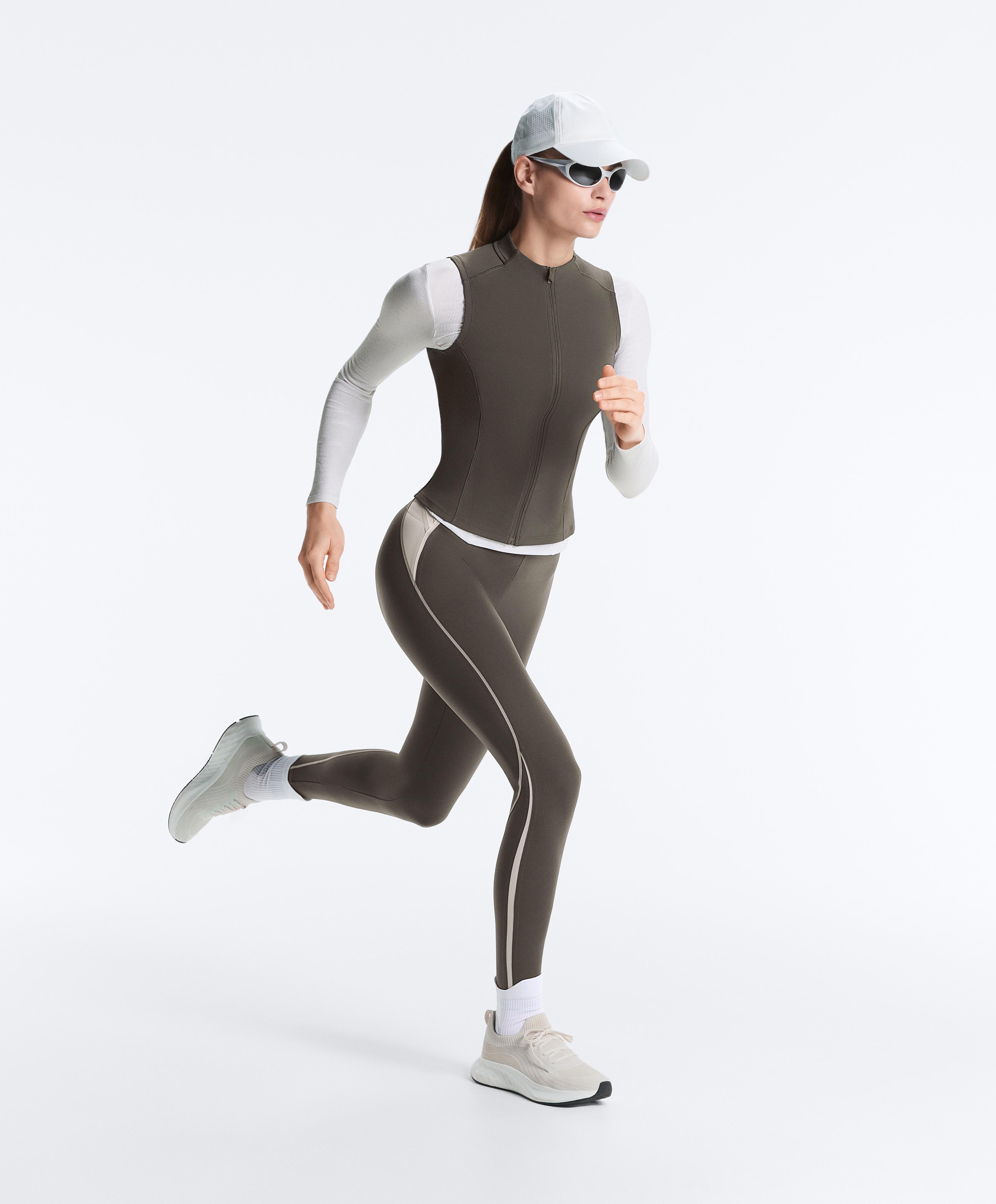 Sleeveless zip T-shirt — CHARCOAL GREY