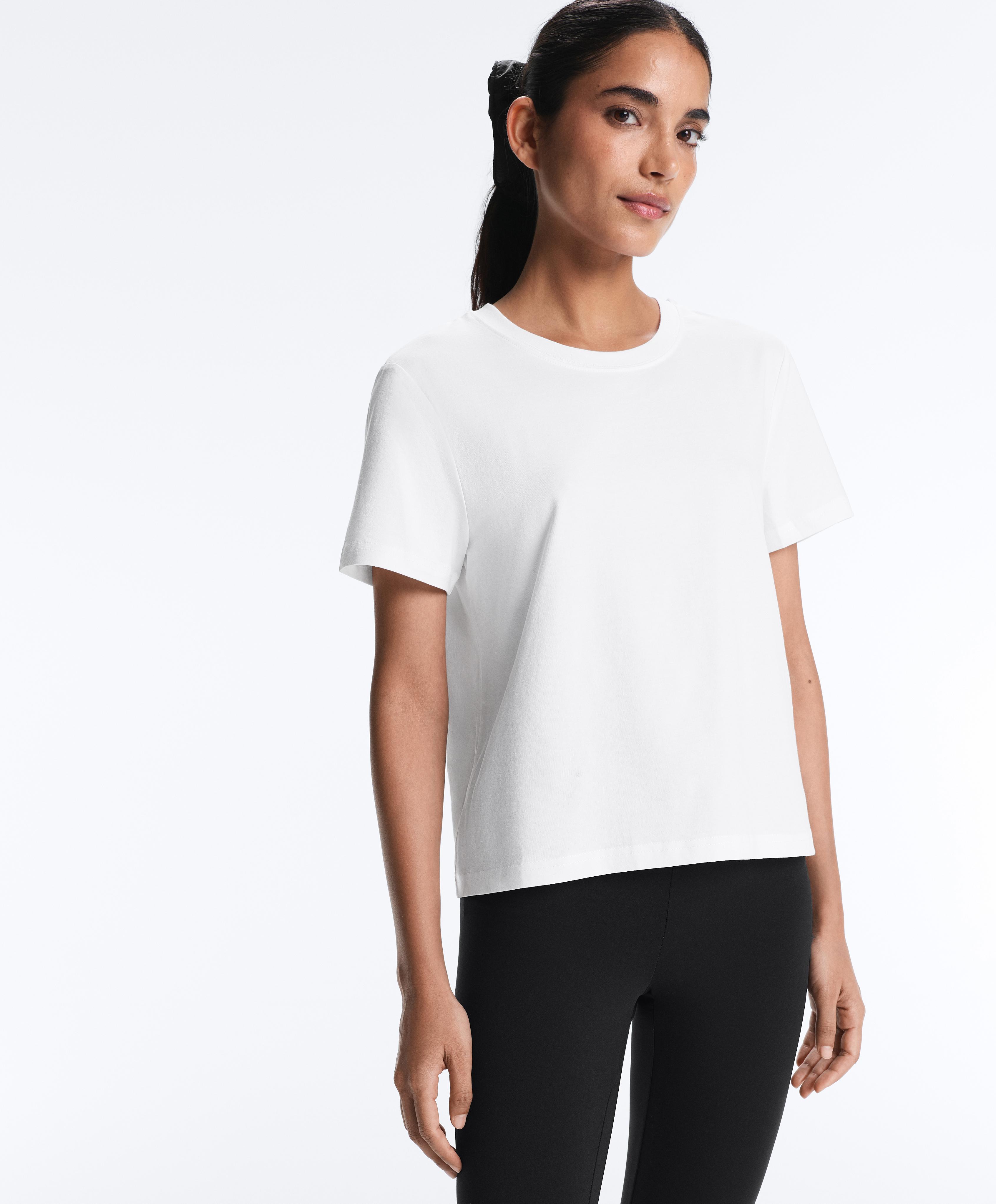 Regular cotton blend short-sleeve T-shirt — WHITE