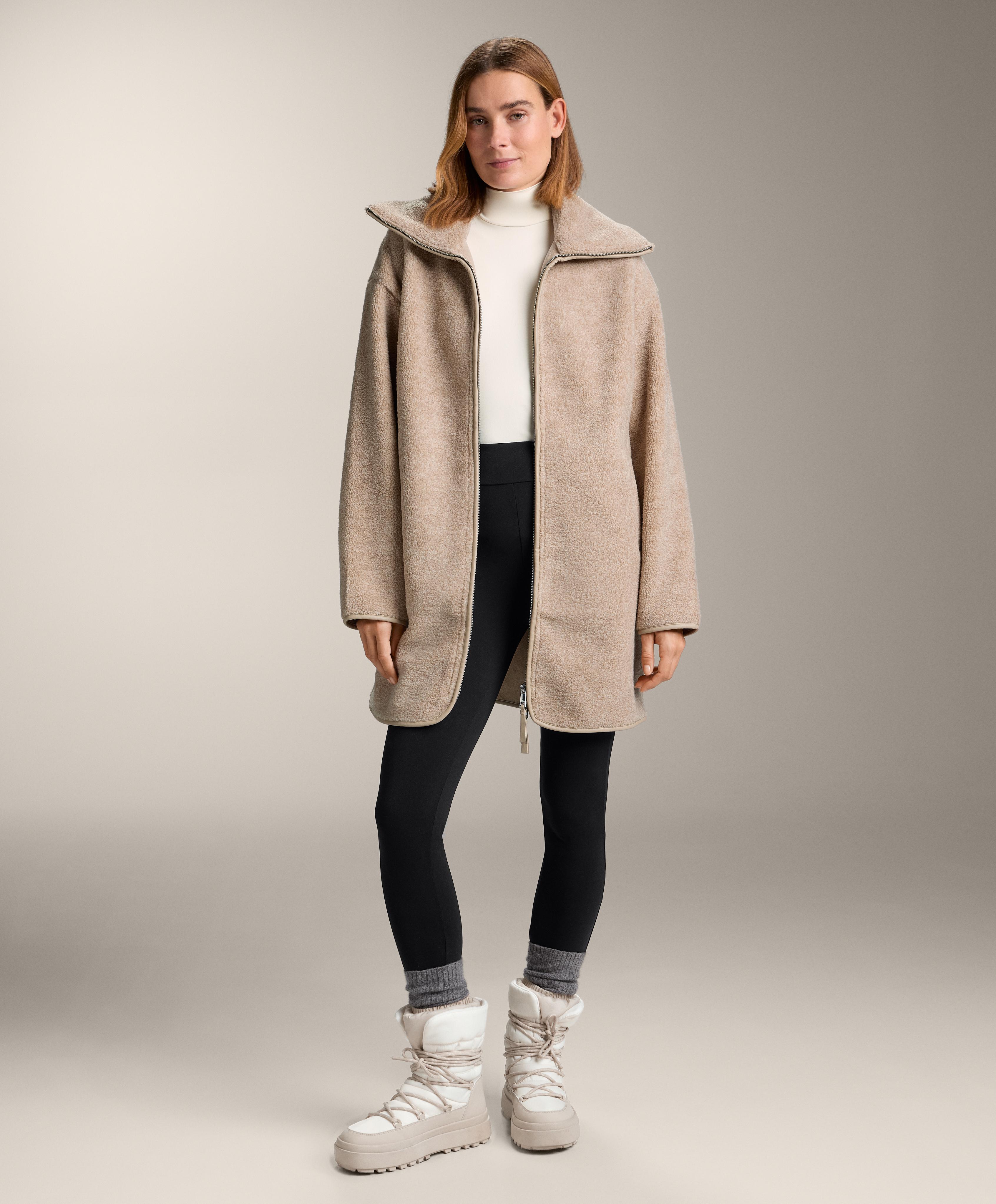 Long faux-shearling jacket — SAND MELANGE