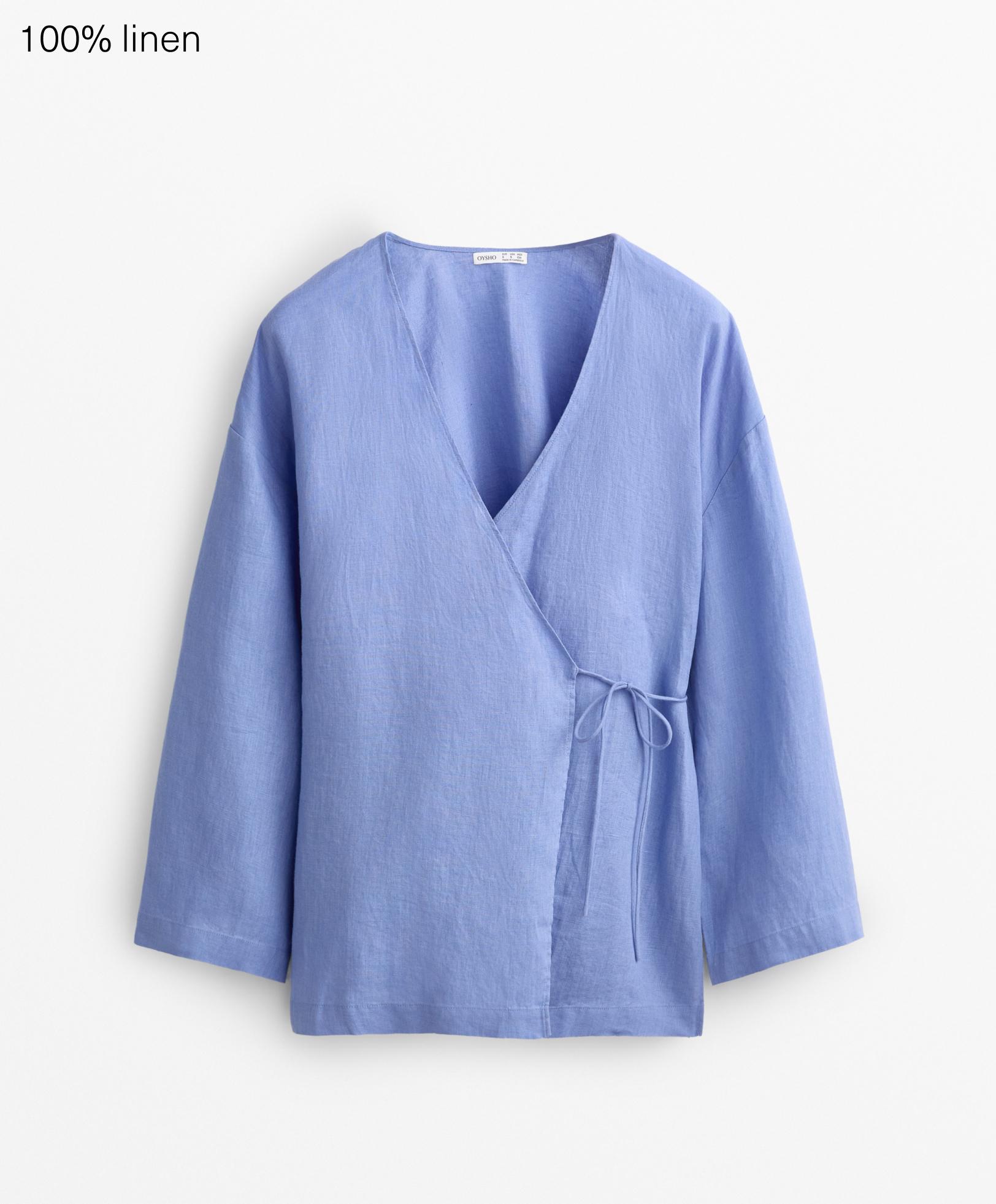 Camicia kimono con lacci 100% lino