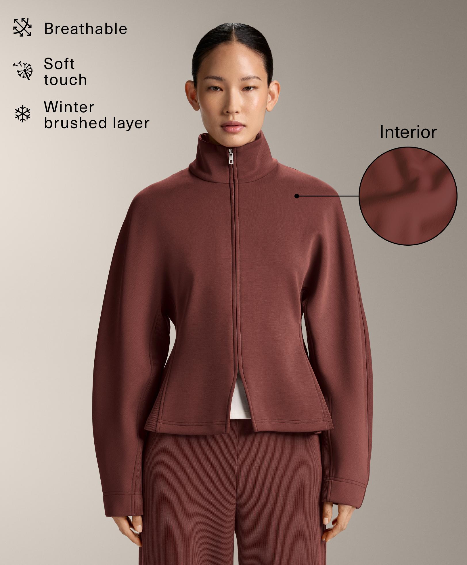 Fitted waist jacket with brushed modal