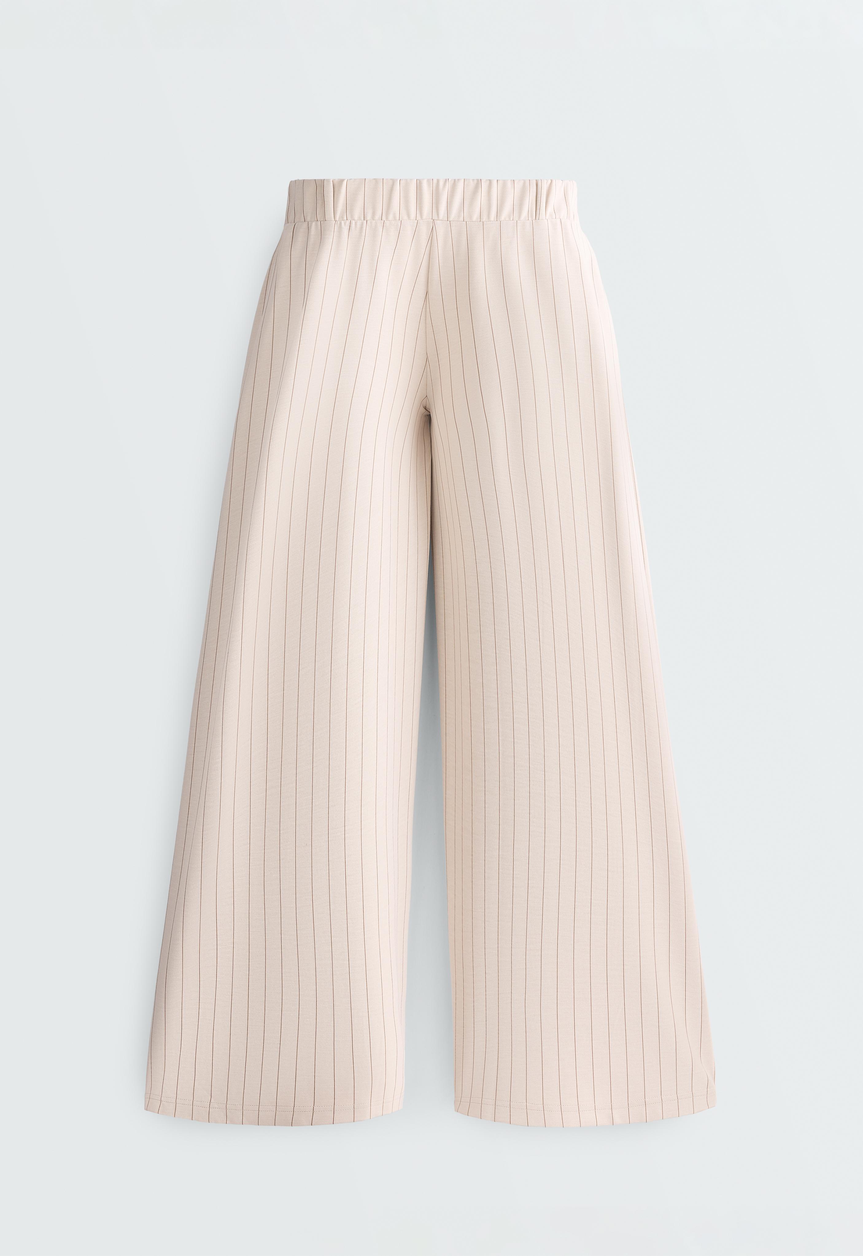 Wide-leg crop trousers with pleats and stripes — SANDY          