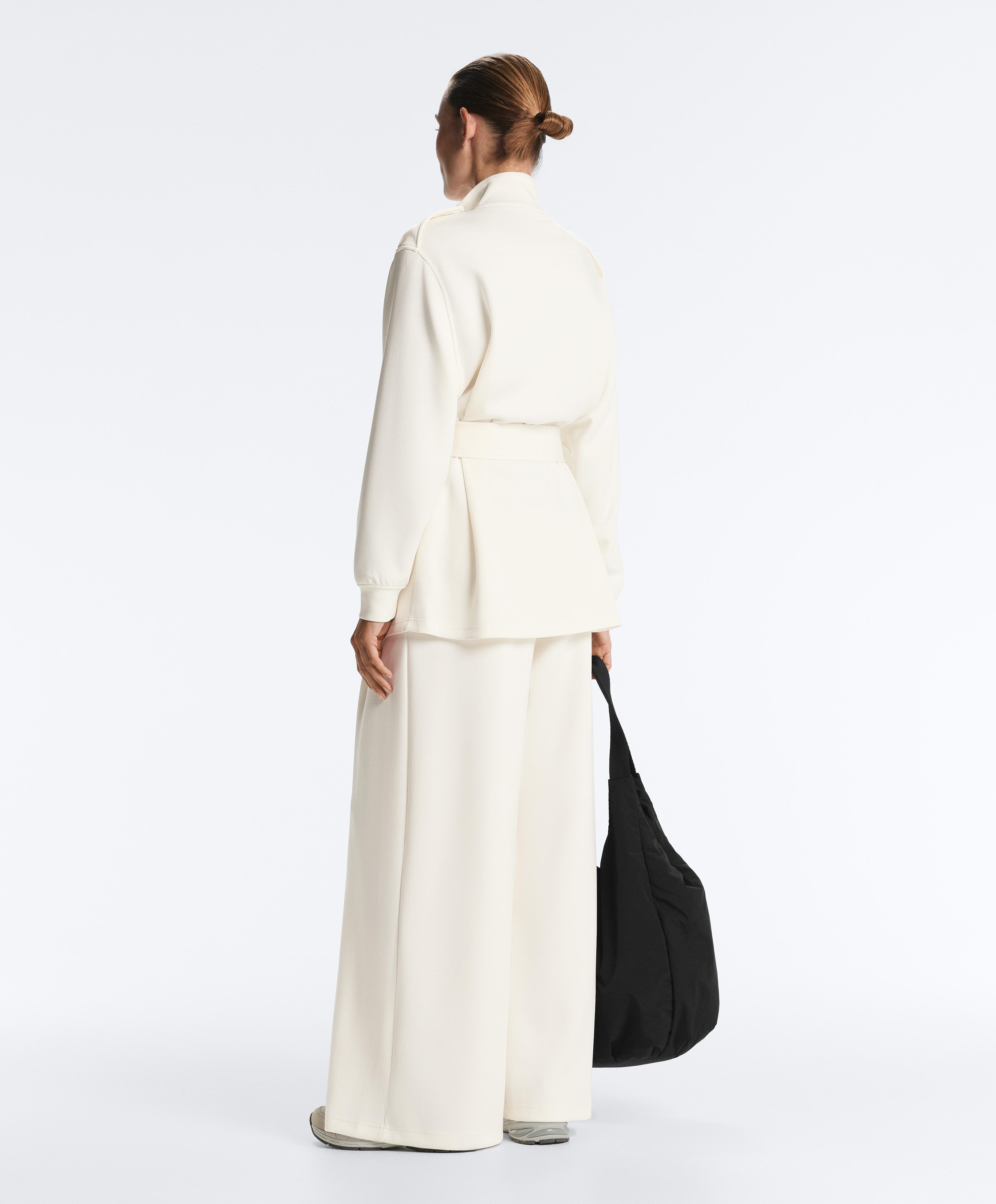 Long Utility jacket with twill belt — PALE ECRU