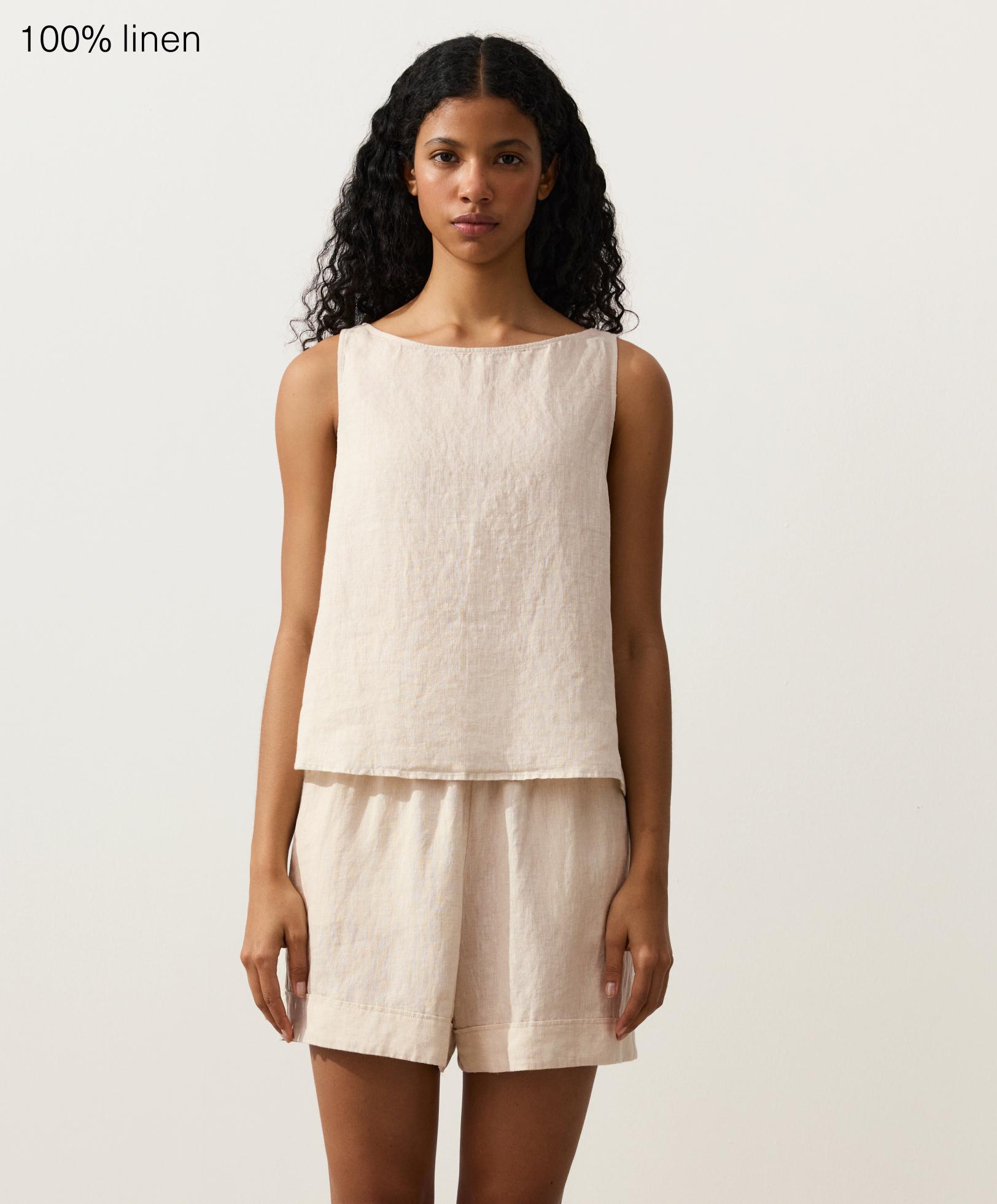 Top quadrato 100% lino