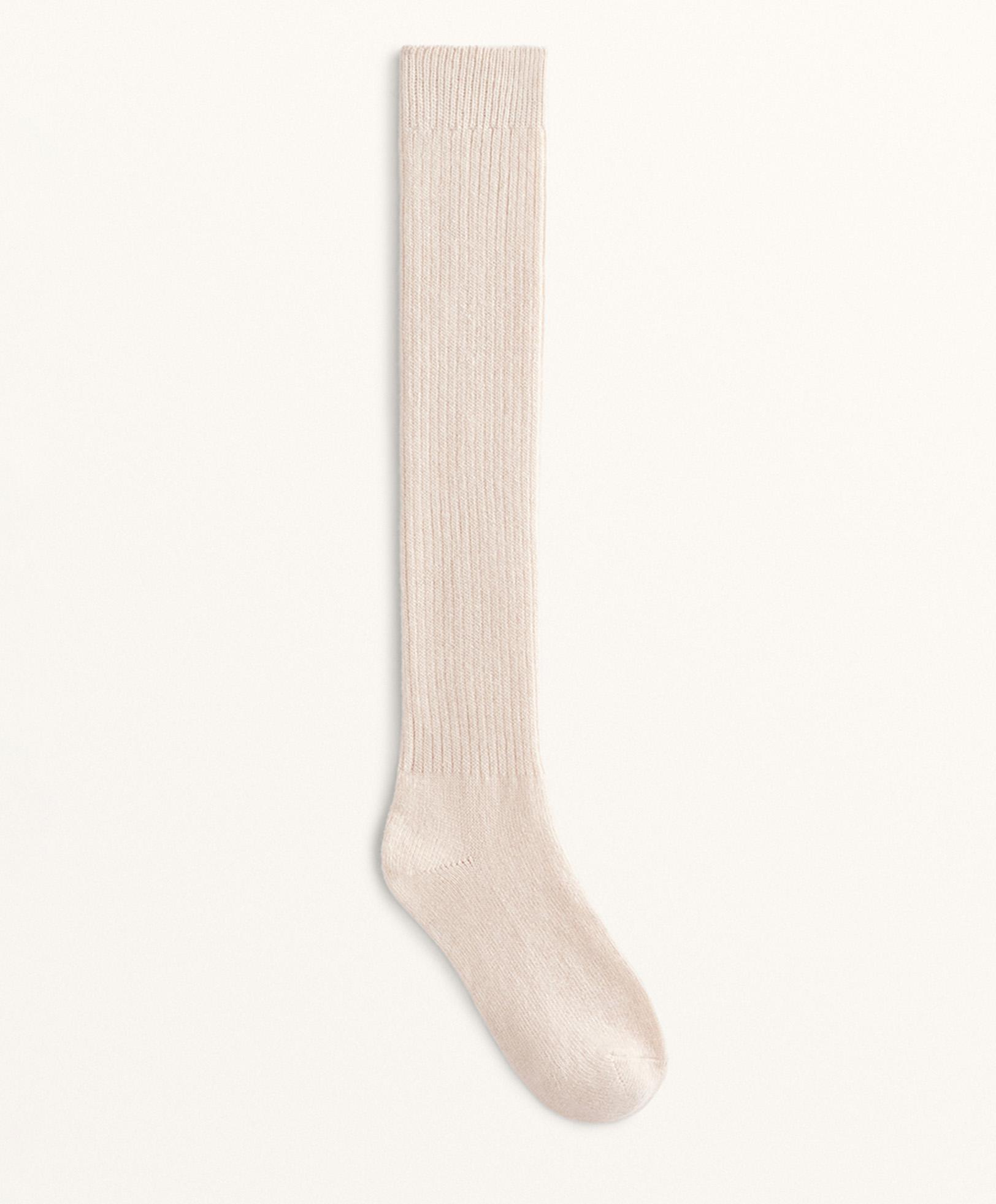 18% cashmere 13% wool long socks — STONE