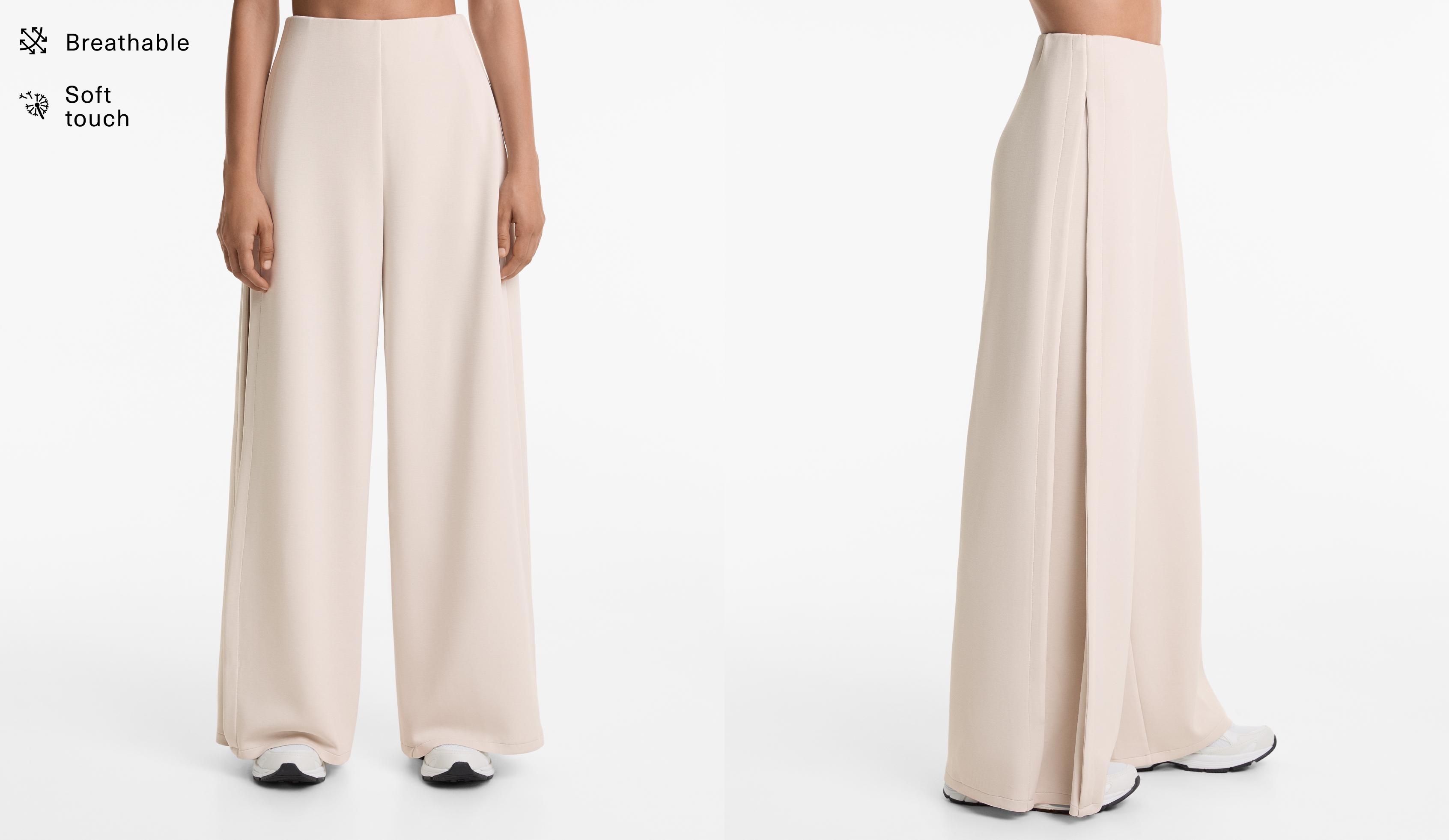 Pleated wide-leg Soft Touch trousers with modal