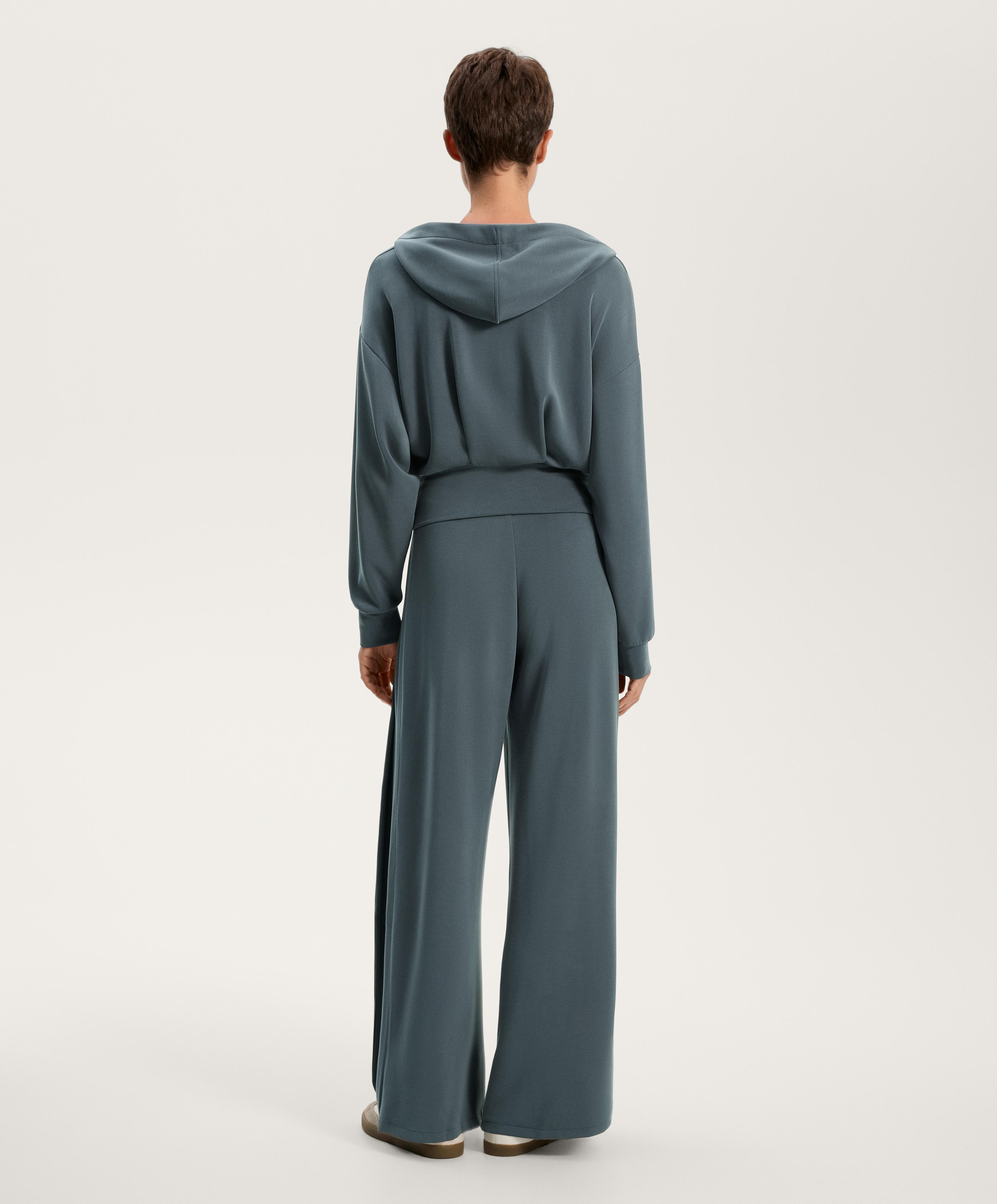 Total look wide leg pliegue lateral con modal azul - Rebajas