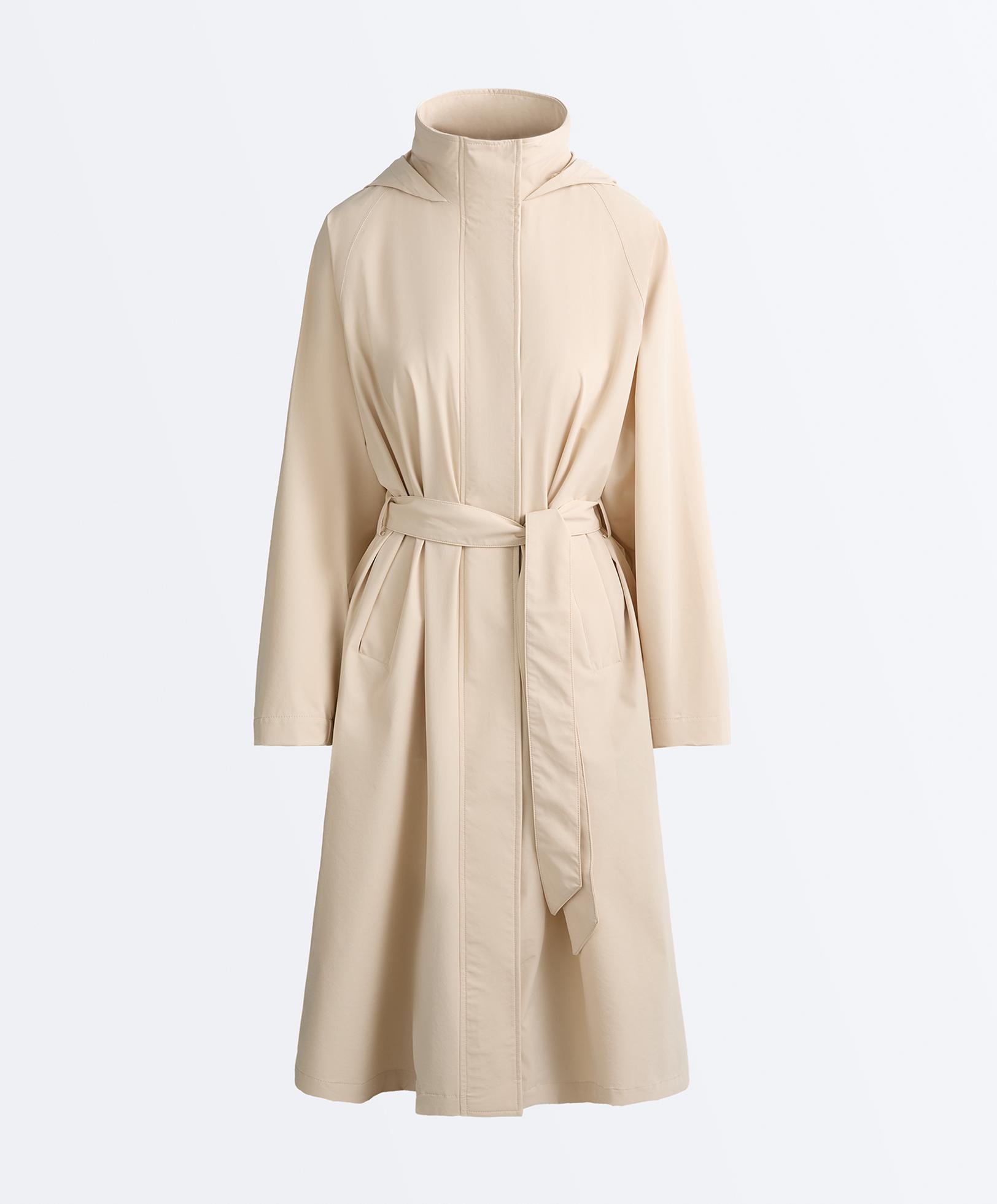 Long extra lightweight 10k waterproof jacket — PALE BEIGE