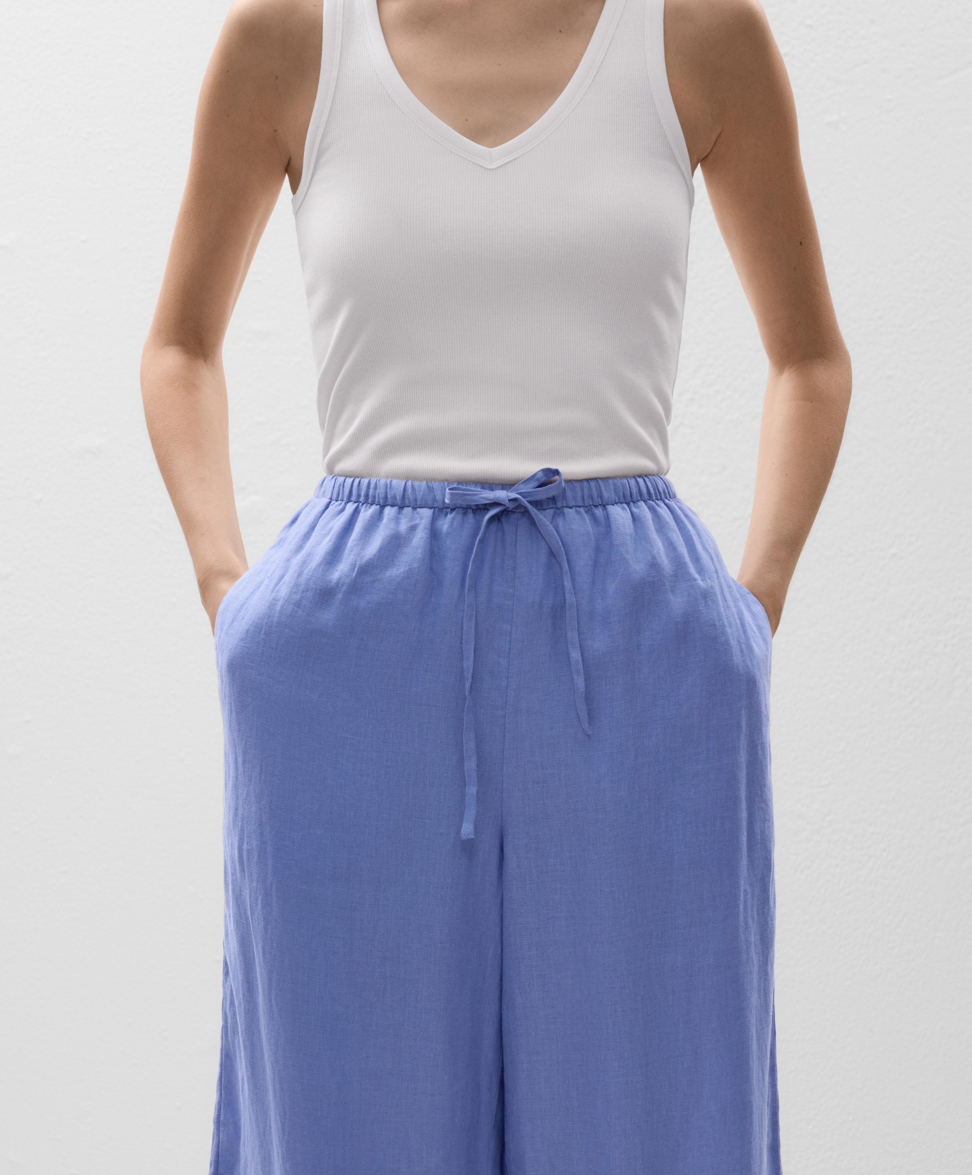 กางเกงขายาวทรงตรงผ้าลินิน 100% - ลดราคา กางเกงขายาวทรงตรงผ้าลินิน 100% - ลดราคา